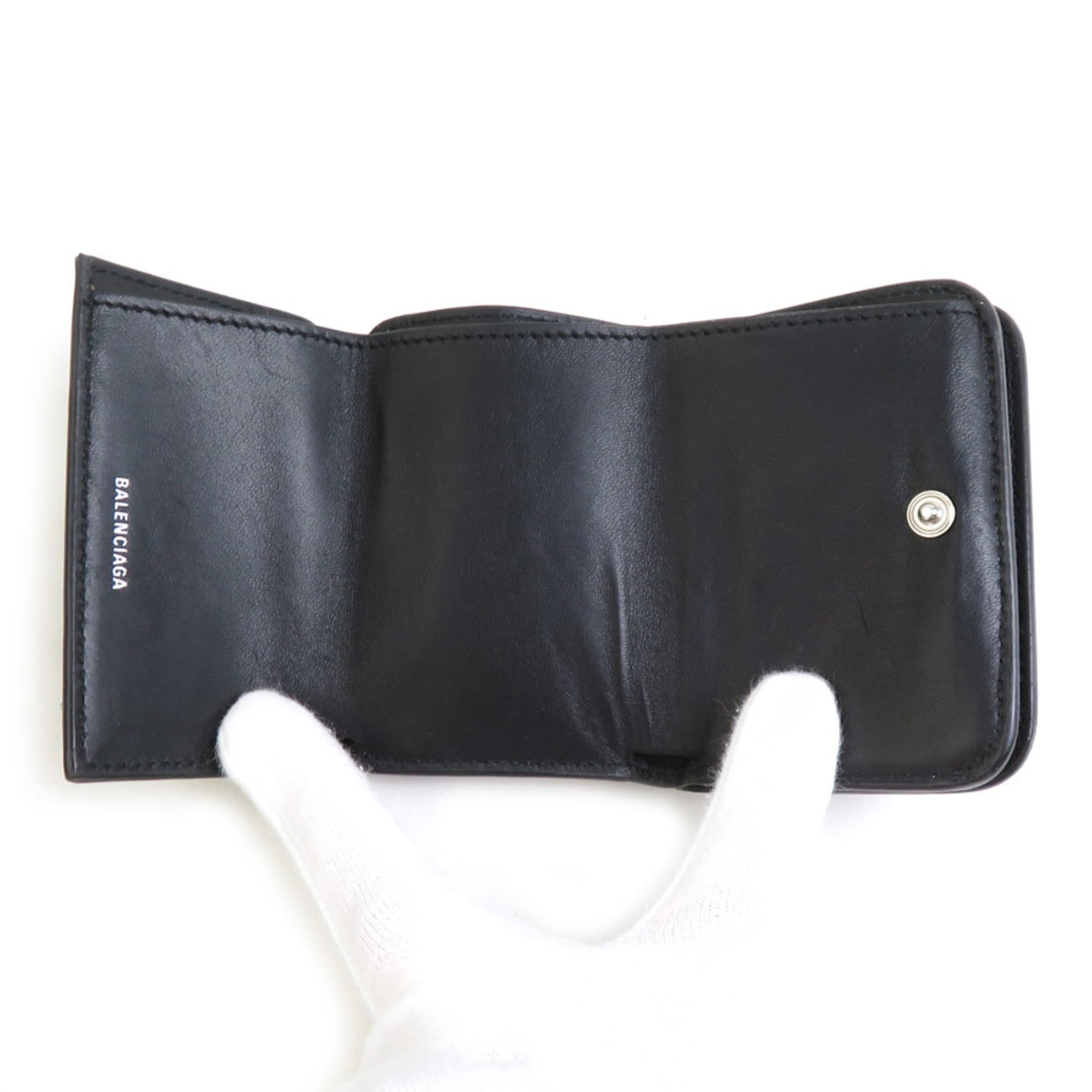 Balenciaga Black Leather Wallet (Tri-Fold) (Pre-Owned)