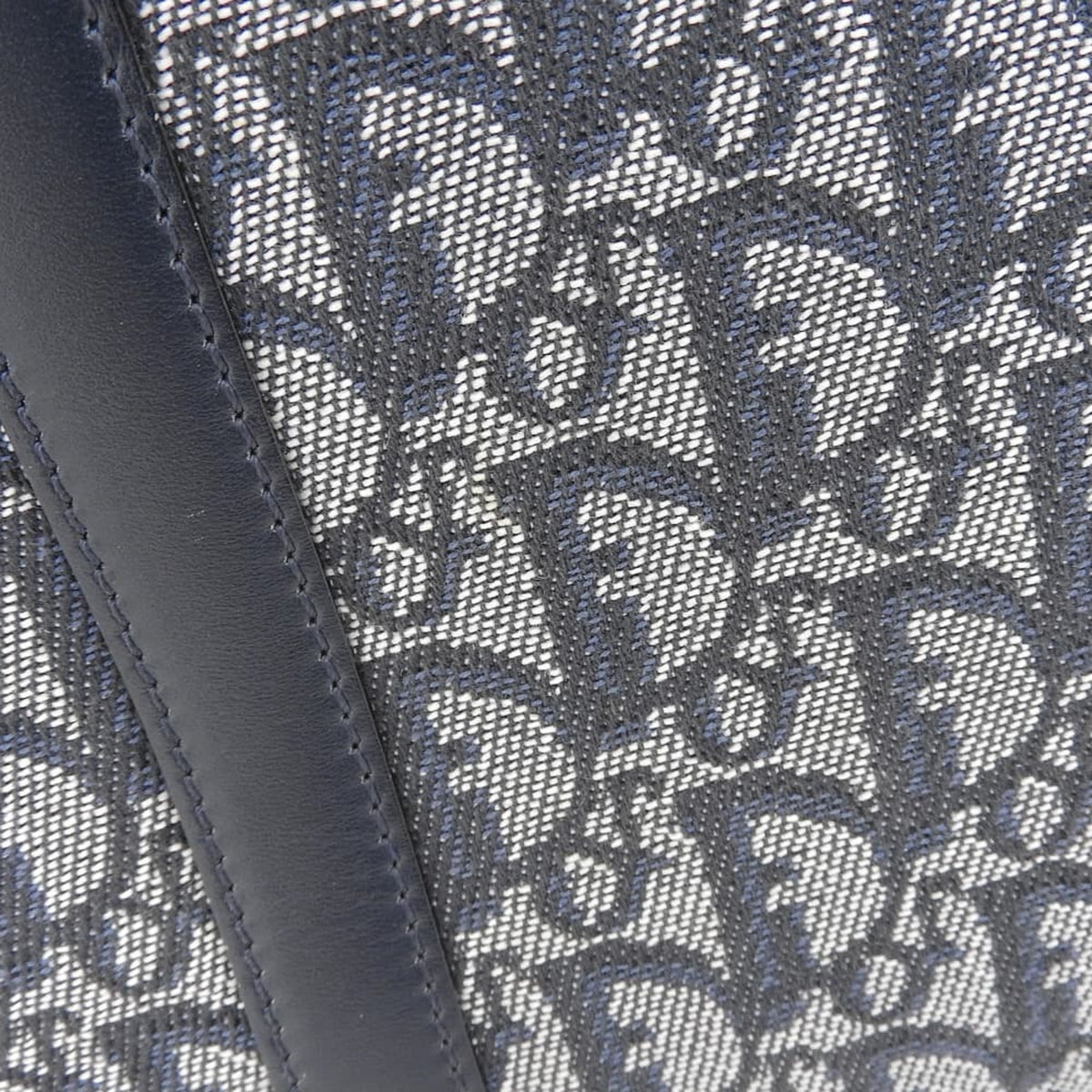 Christian Dior Trotter Navy Trotter Leather Canvas Handbag Tote Bag (Pre-Owned)
