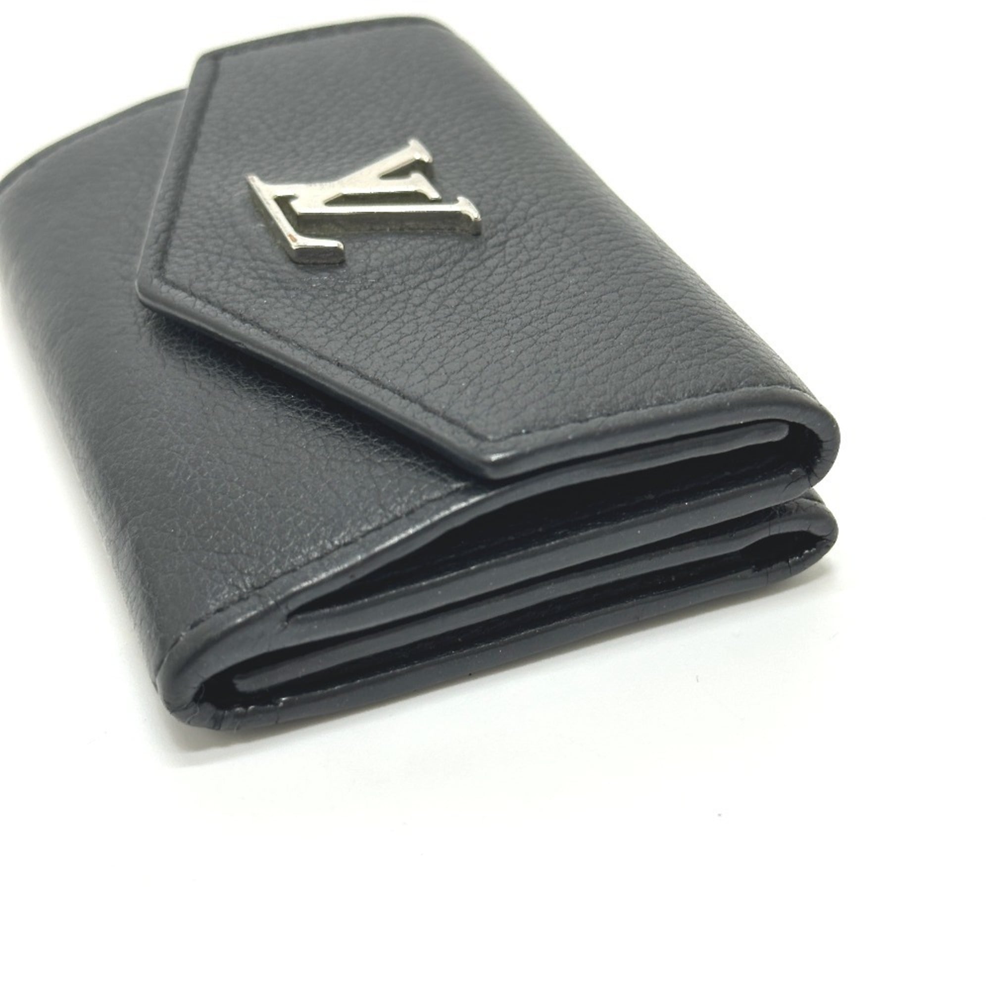 Louis Vuitton Black Leather Wallet (Tri-Fold) (Pre-Owned)