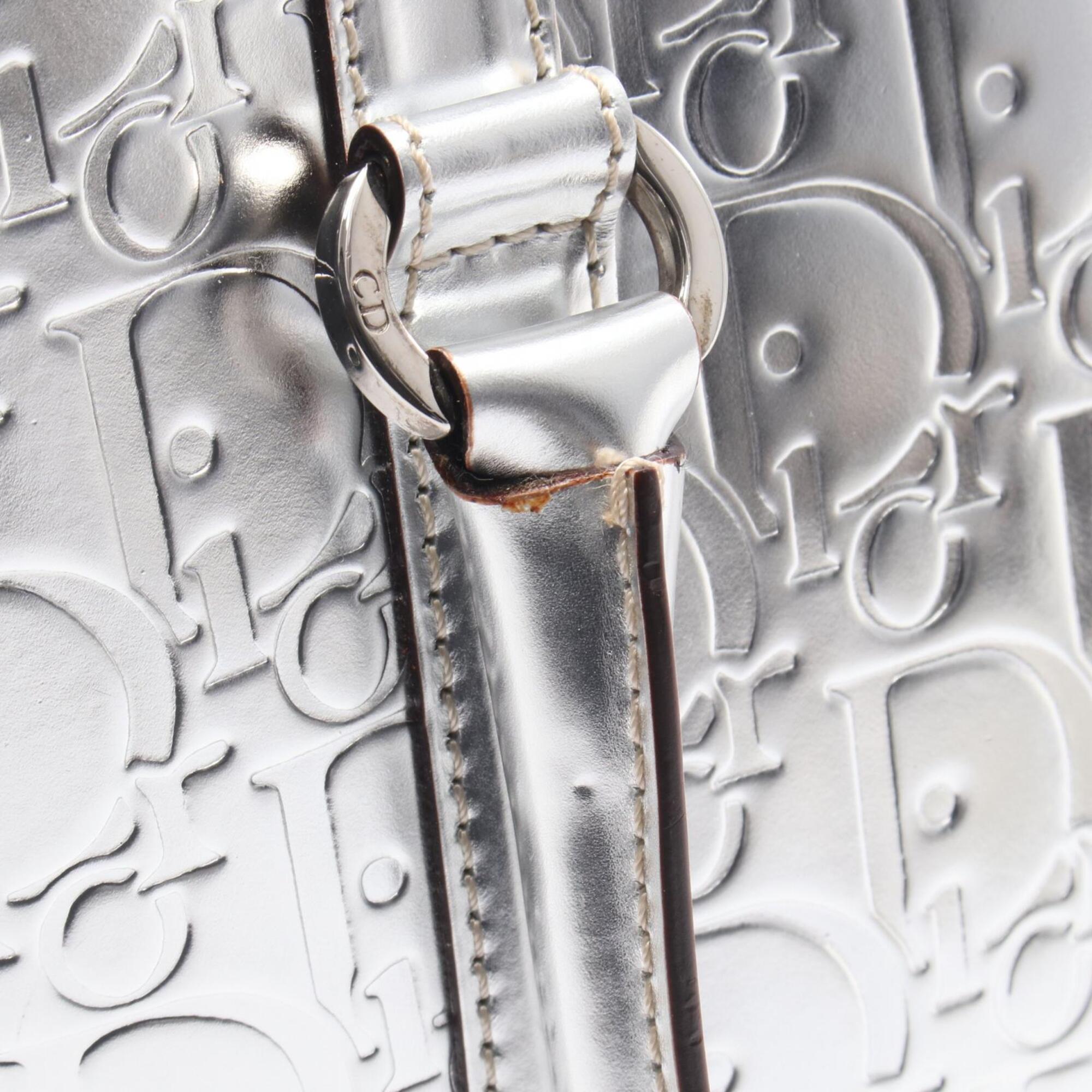 Christian Dior Silver Leather Handbag Tote Bag (Pre-Owned)