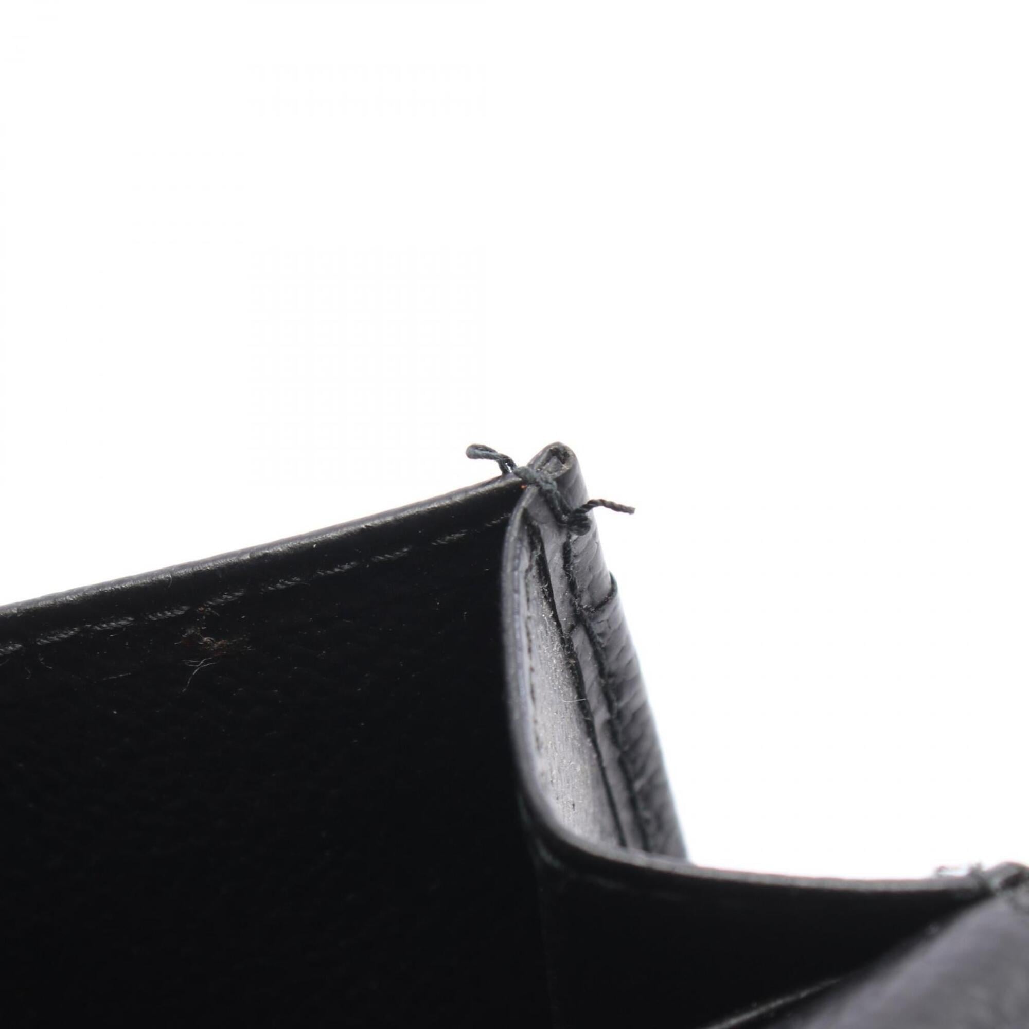 Prada Black Gray Leather Long Wallet (Bi-Fold) (Pre-Owned)