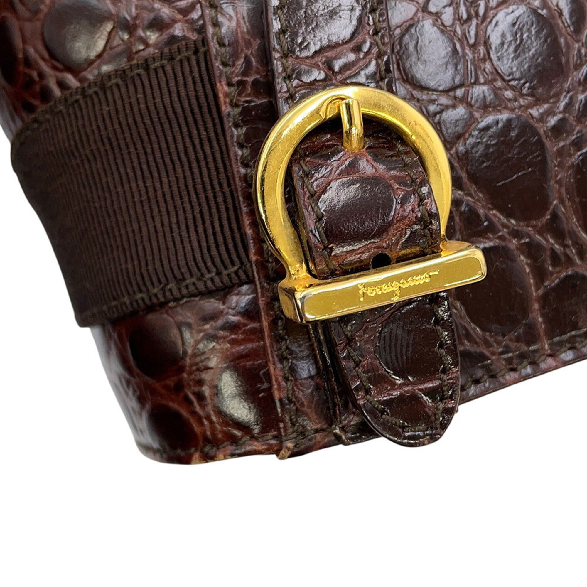 Salvatore Ferragamo Vara Brown Leather Handbag (Pre-Owned)