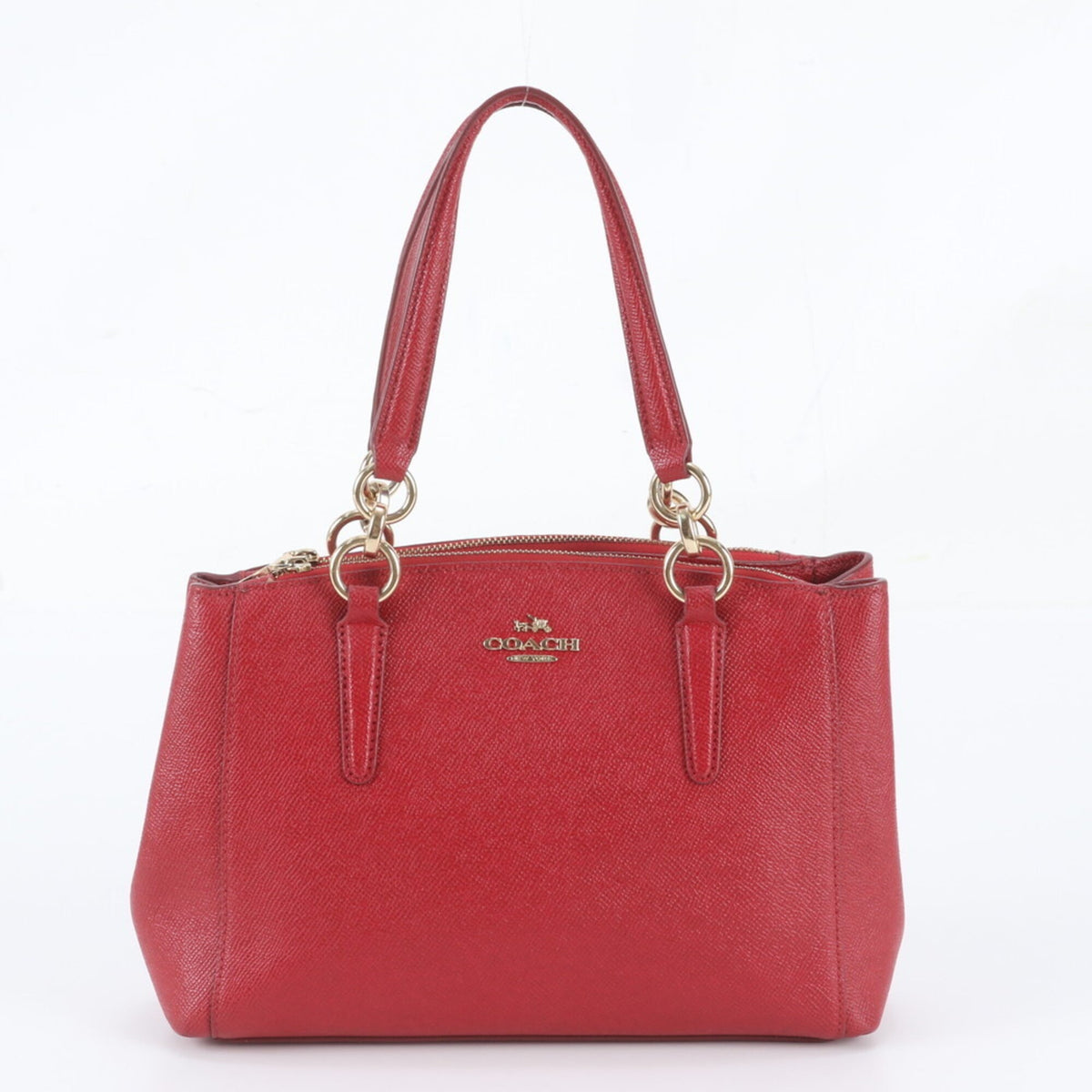 Coach Red Color Leather Handbag Tote Bag (Pre-Owned)