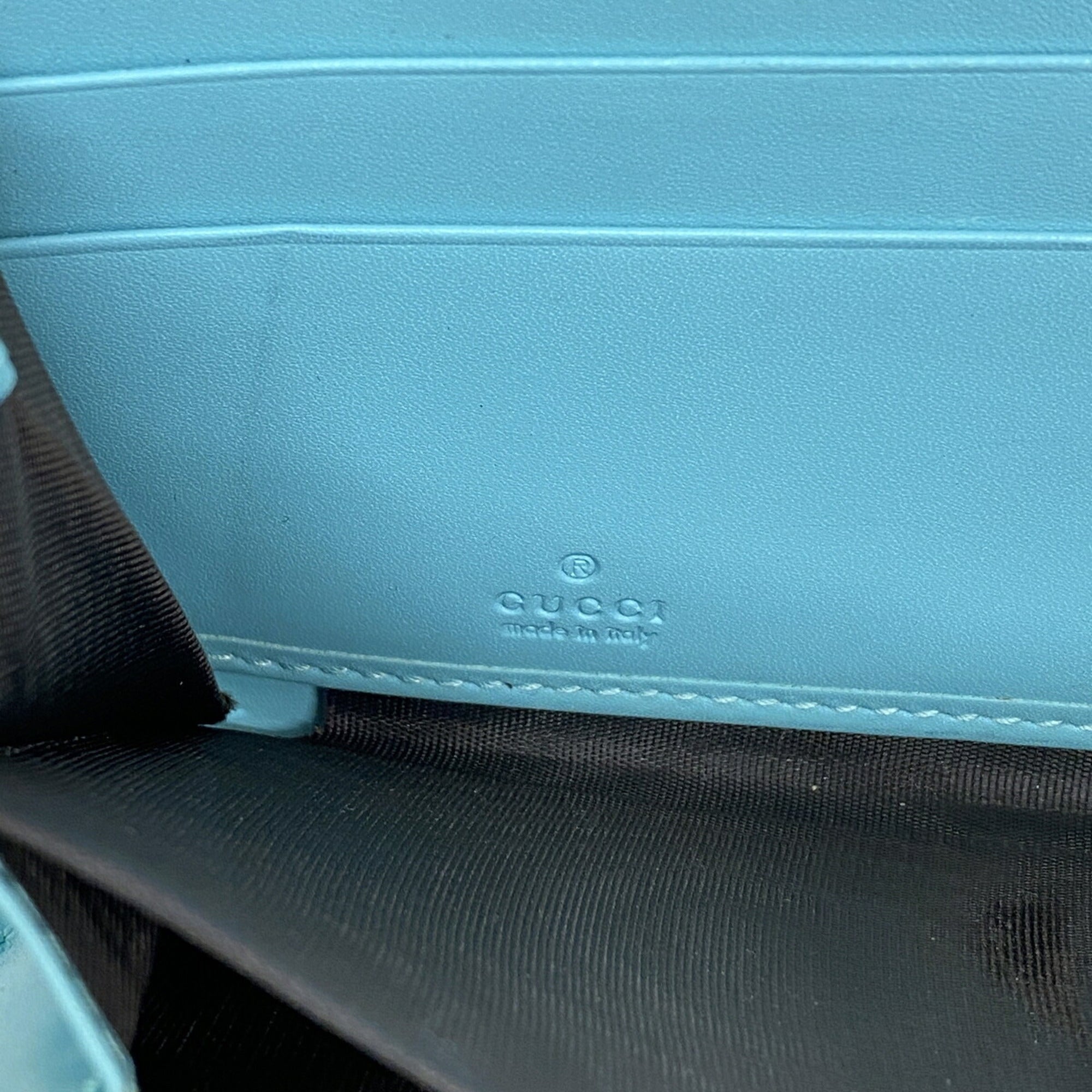 Gucci Light Blue Leather Long Wallet (Bi-Fold) (Pre-Owned)