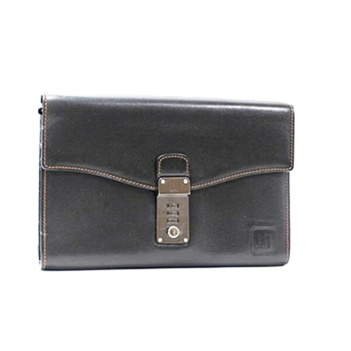 Dunhill Black Brown Leather Clutch Bag (Pre-Owned)