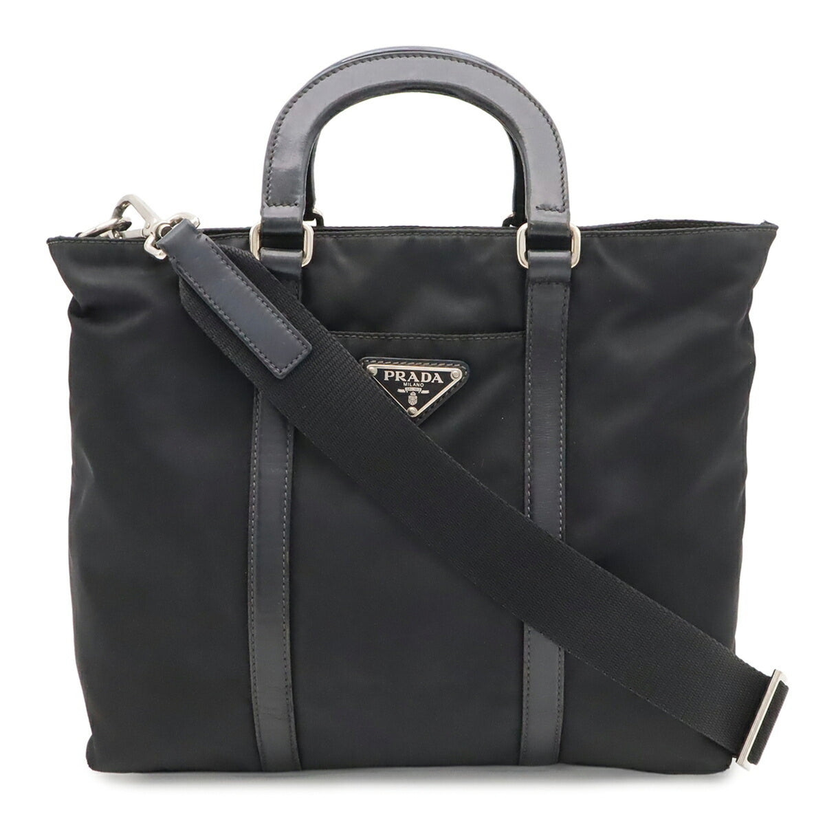 Prada Black Blue Nero Nylon Handbag Shoulder Bag Tote Bag (Pre-Owned)