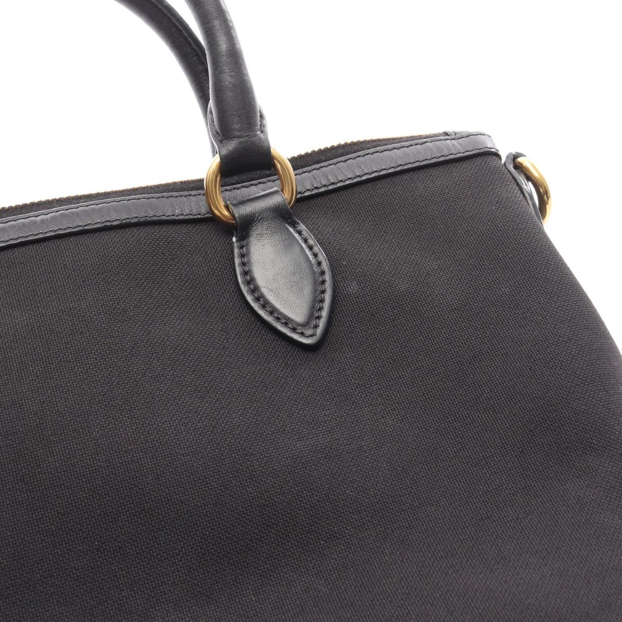Prada Black Canvas Leather Handbag (Pre-Owned)