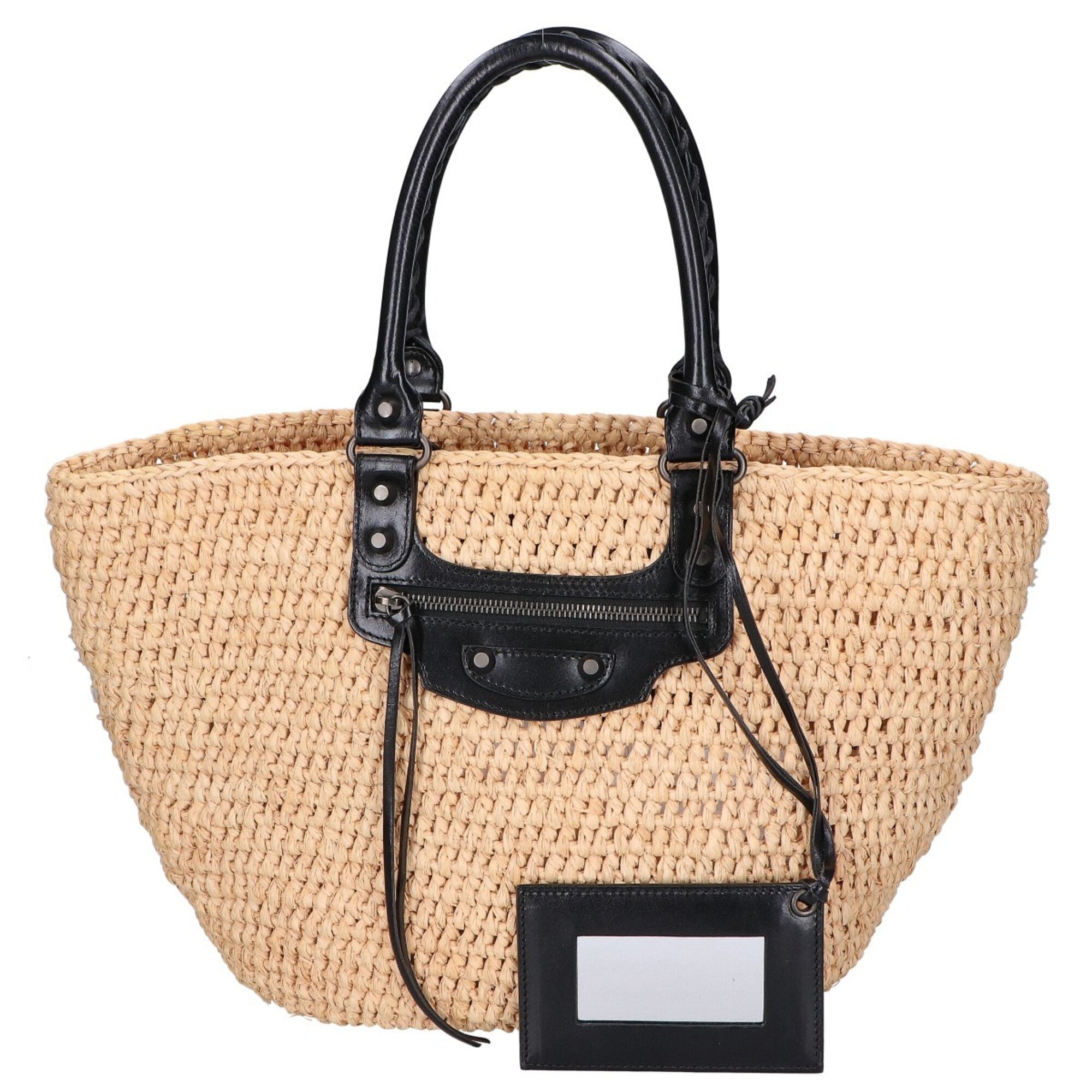Balenciaga Black Raffia Basket Handbag (Pre-Owned)