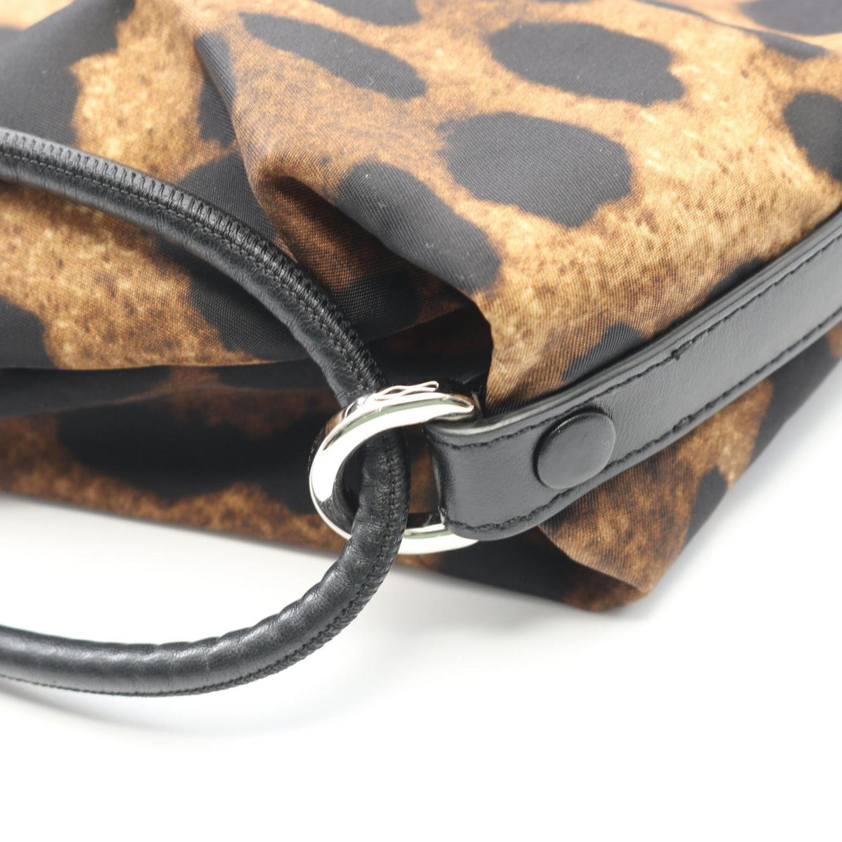Christian Louboutin Black Brown Nylon Leather Backpack Handbag (Pre-Owned)