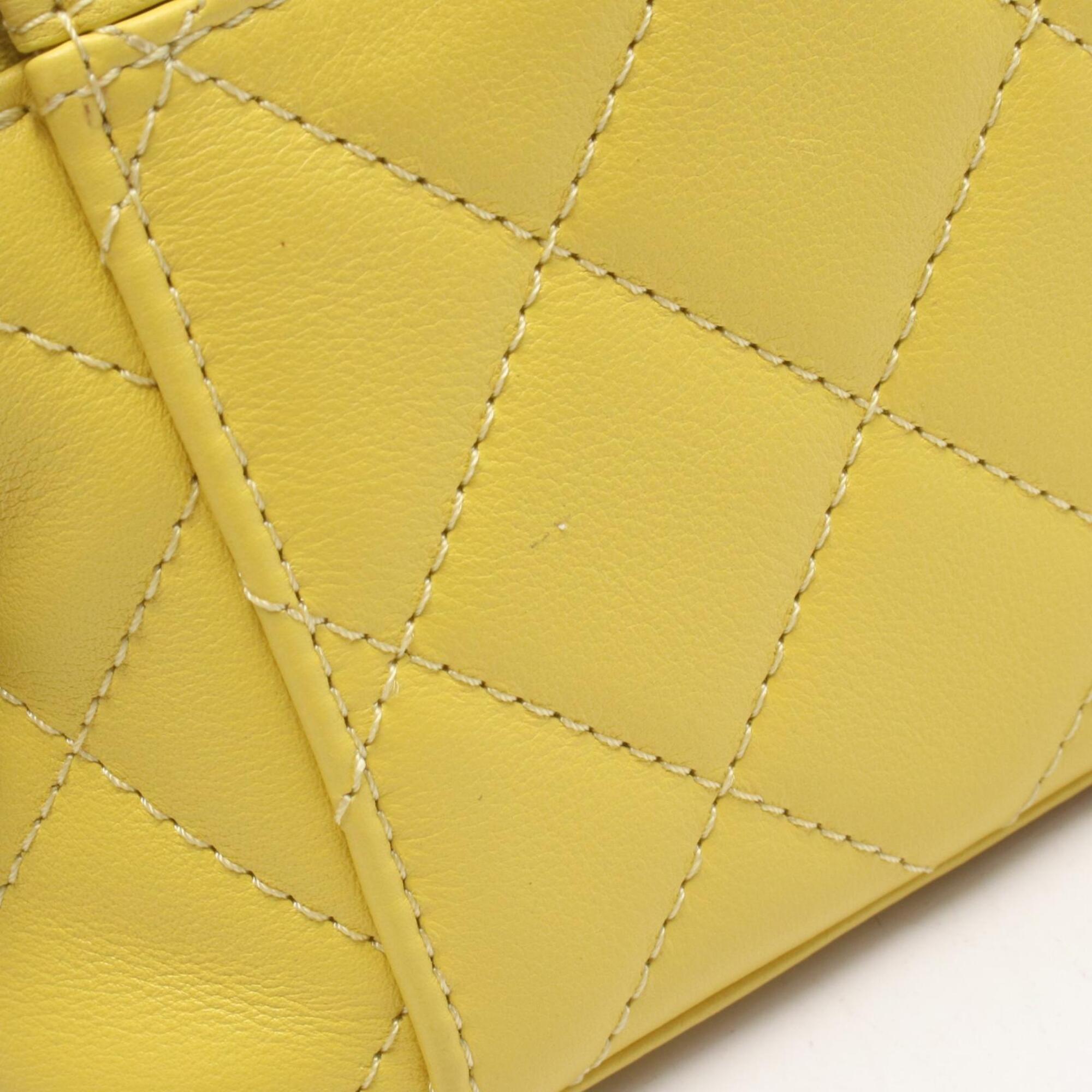 Chanel Yellow Leather Handbag Shoulder Bag (Pre-Owned)