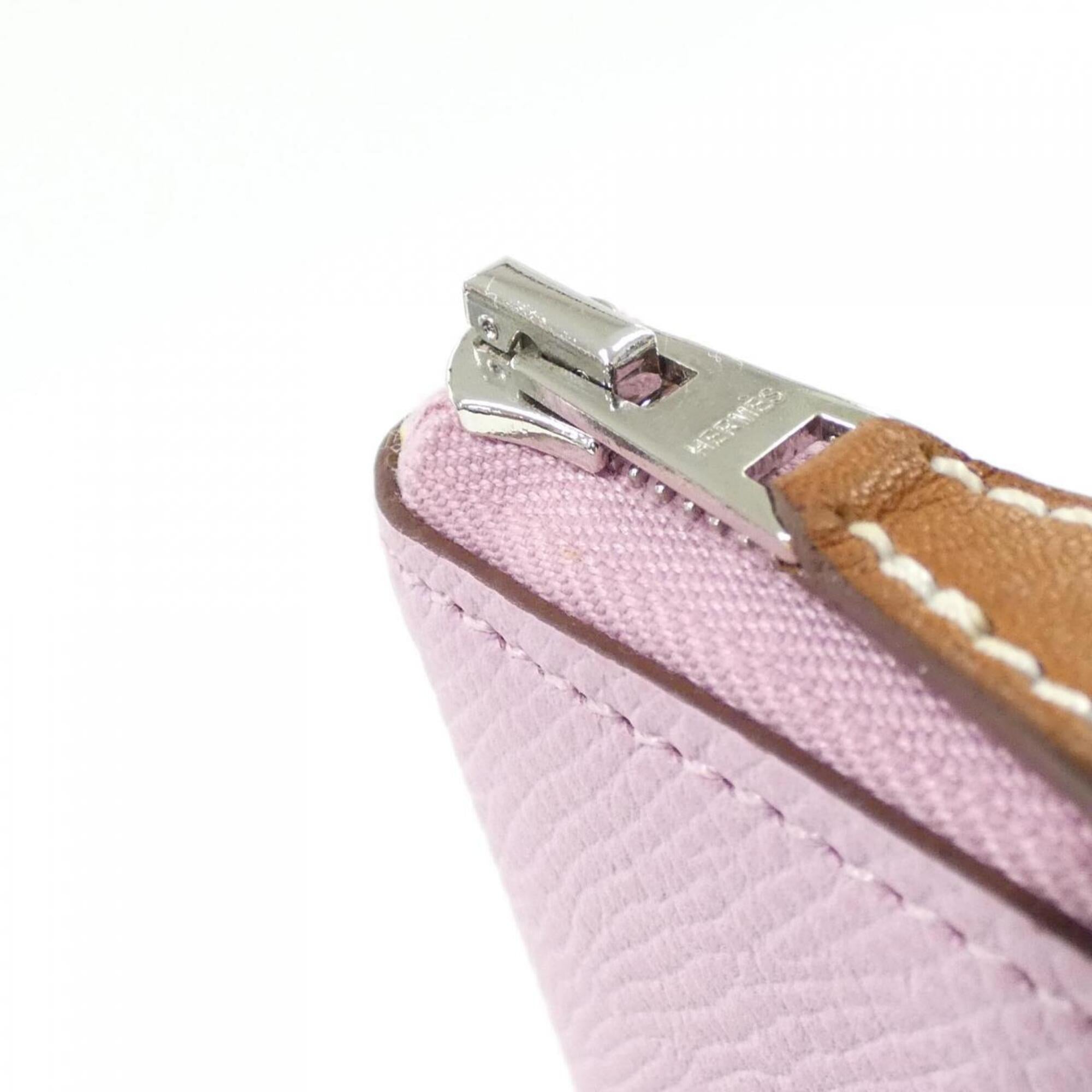 Hermes Pink Epsom Leather Silk Wallet (Bi-Fold) (Pre-Owned)