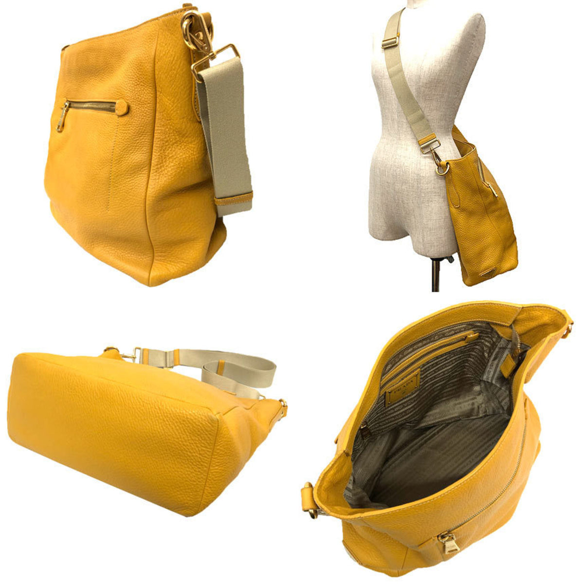Prada Yellow Leather Shoulder Bag (Pre-Owned)