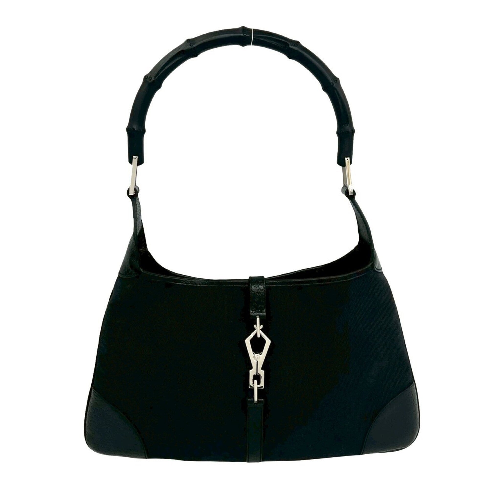 Gucci Black Canvas Leather Handbag Shoulder Bag (Pre-Owned)
