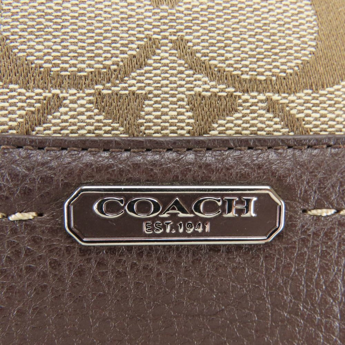 Coach Beige Brown Canvas Leather Shoulder Bag (Pre-Owned)