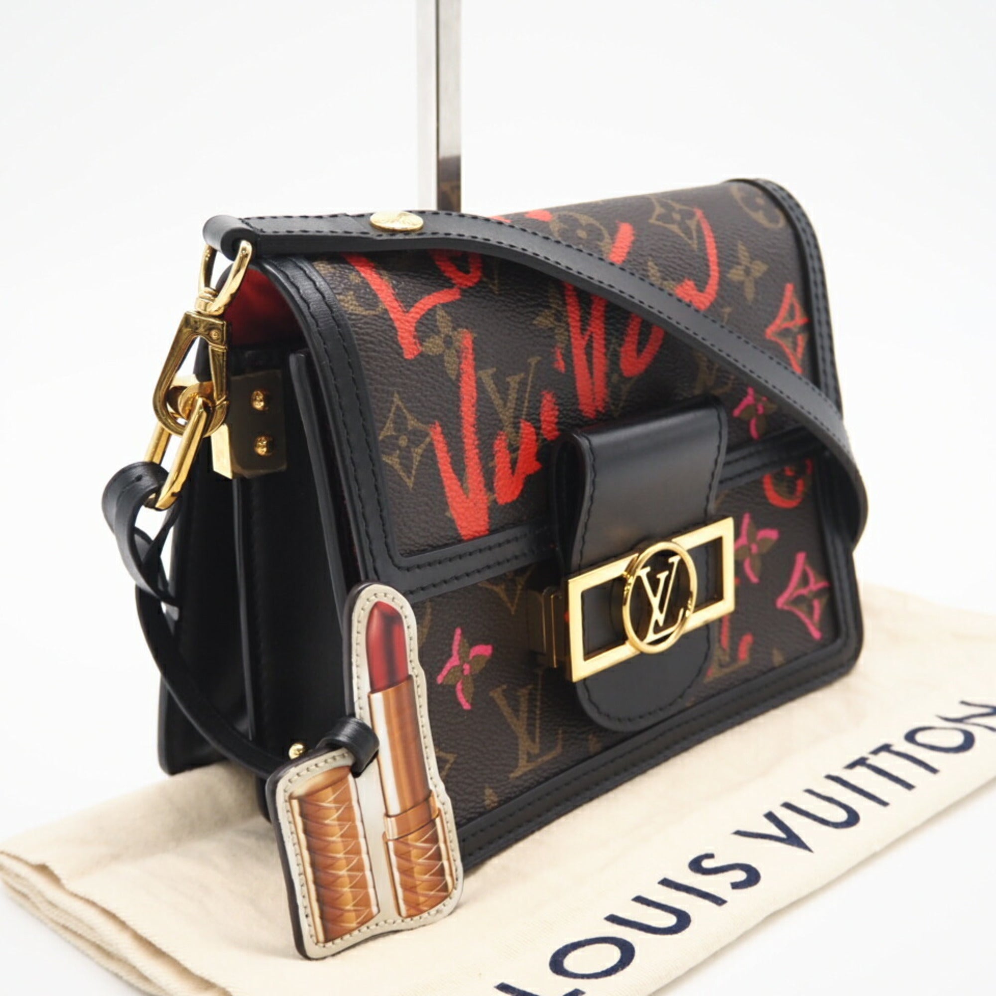 Louis Vuitton Brown Red Color Coated Canvas Shoulder Bag (Pre-Owned)
