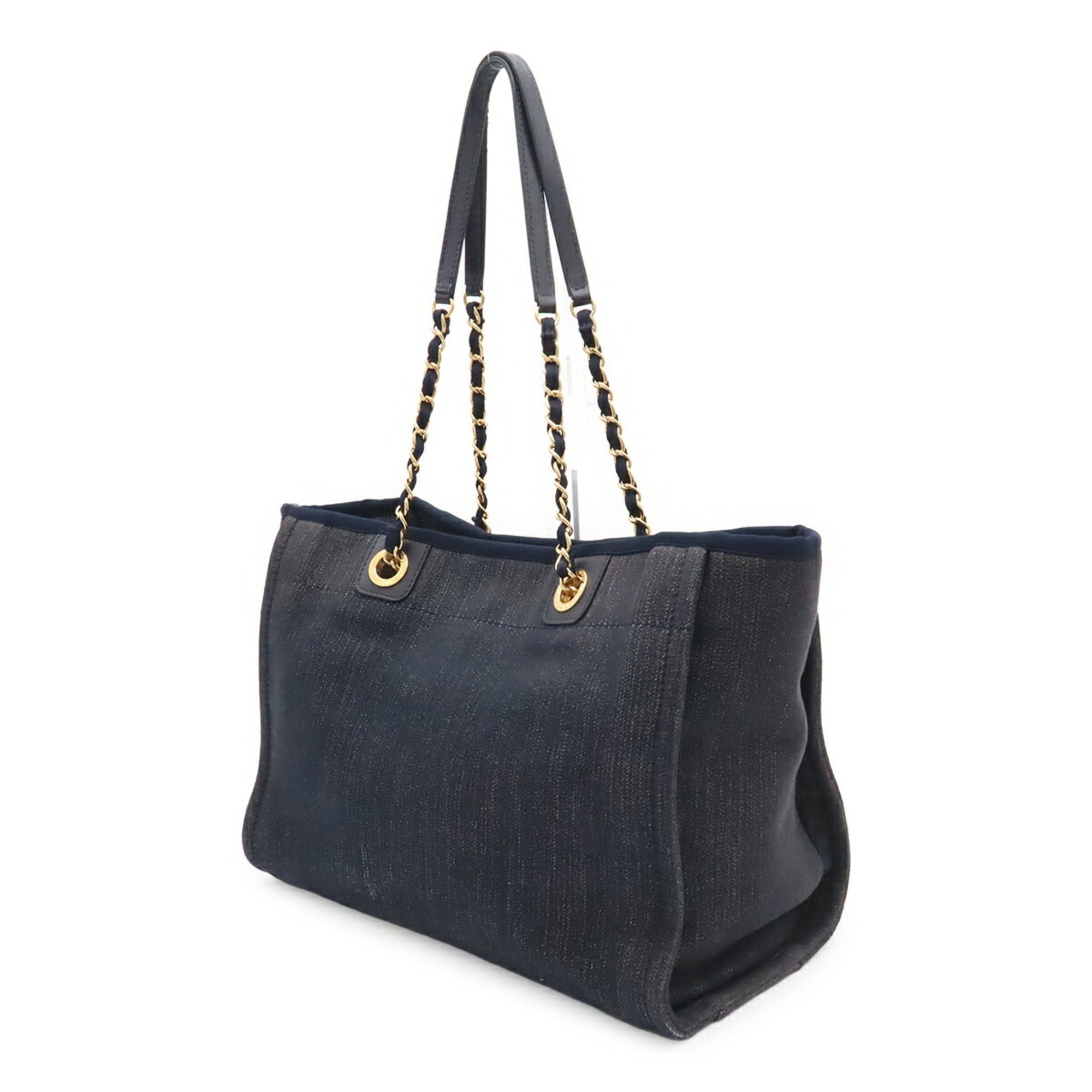 Chanel Navy Denim Shoulder Bag Tote Bag (Pre-Owned)