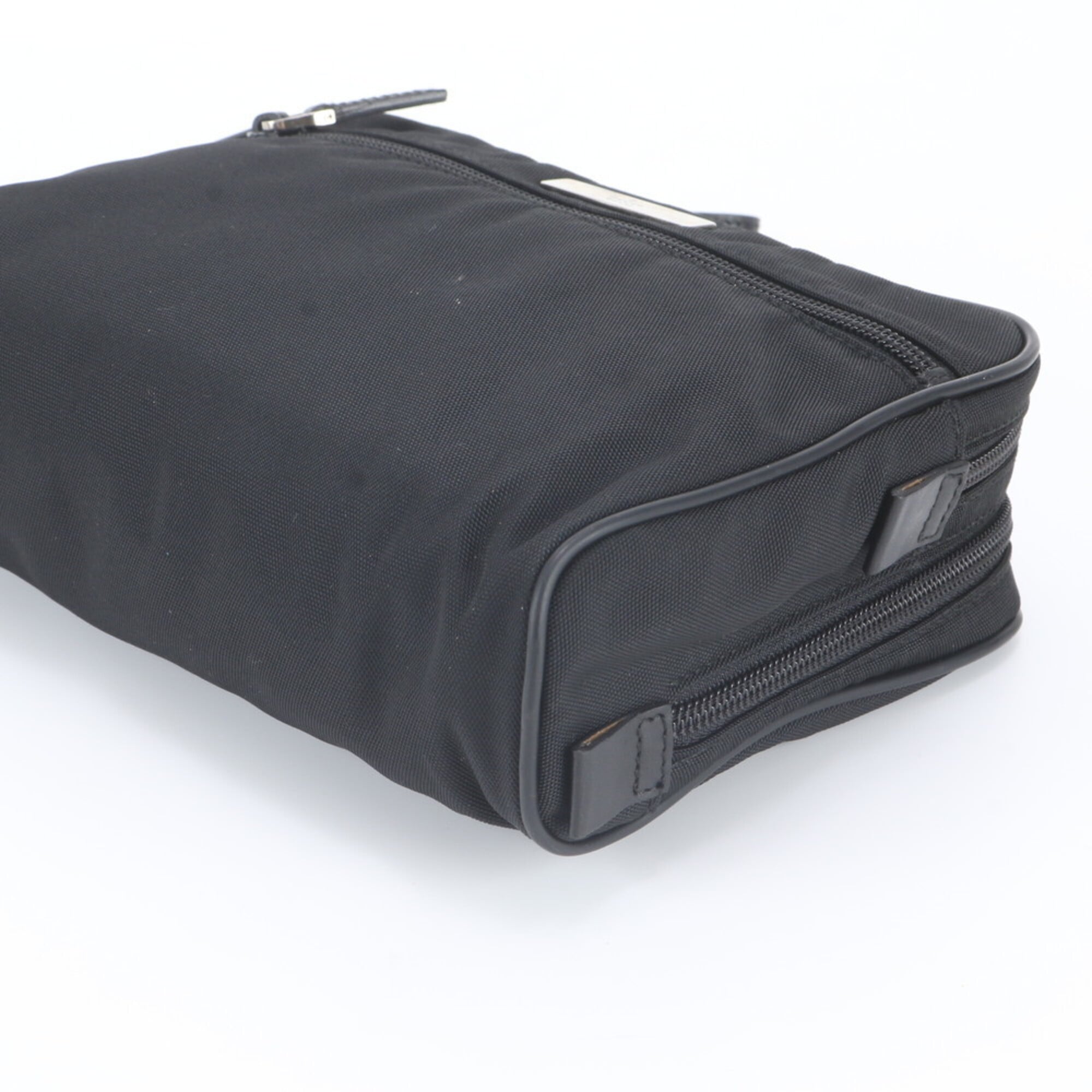 Gucci Black Leather Canvas Clutch Bag Pouch (Pre-Owned)