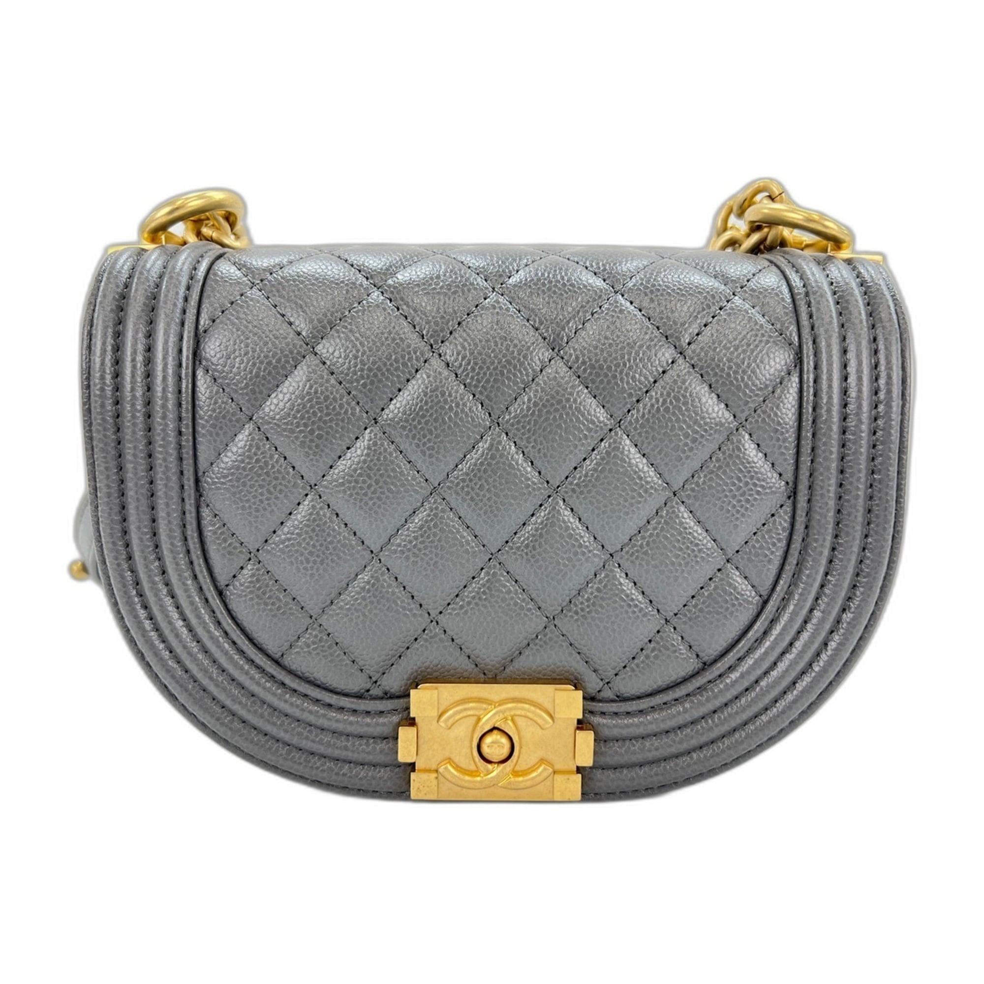 Chanel Boy Chanel Gray Shoulder Bag (Pre-Owned)