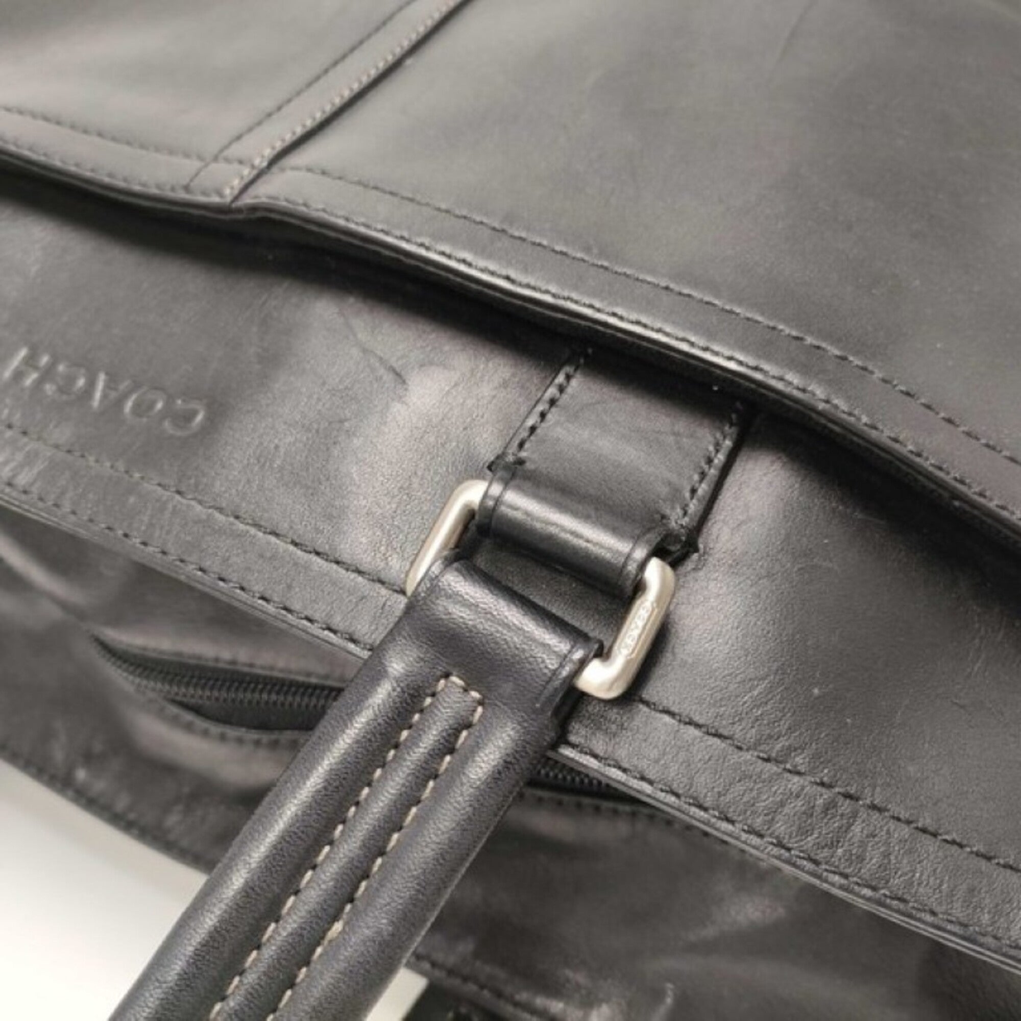 Coach Black Leather Handbag Shoulder Bag Tote Bag (Pre-Owned)