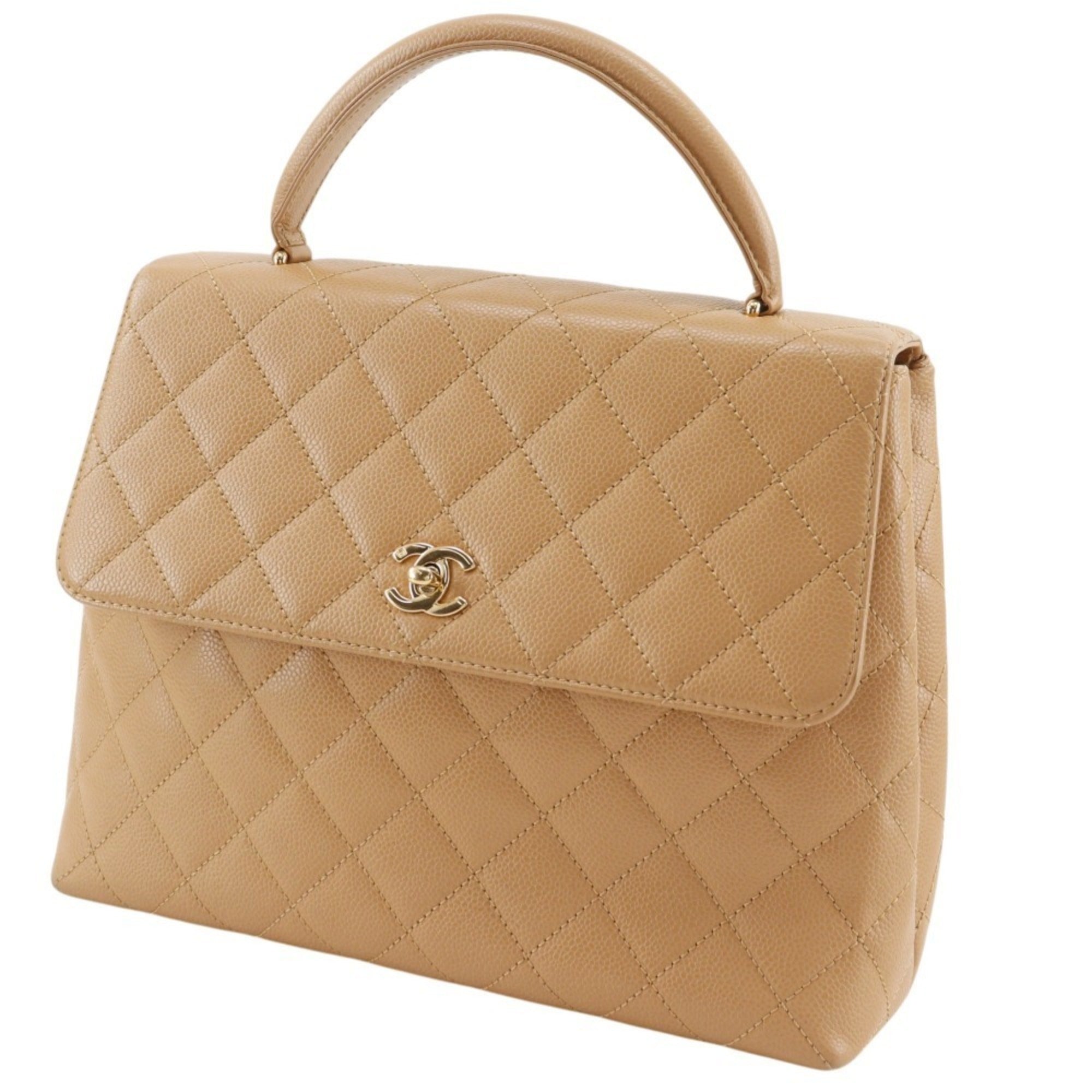 Chanel Beige Grained Calfskin Handbag (Pre-Owned)