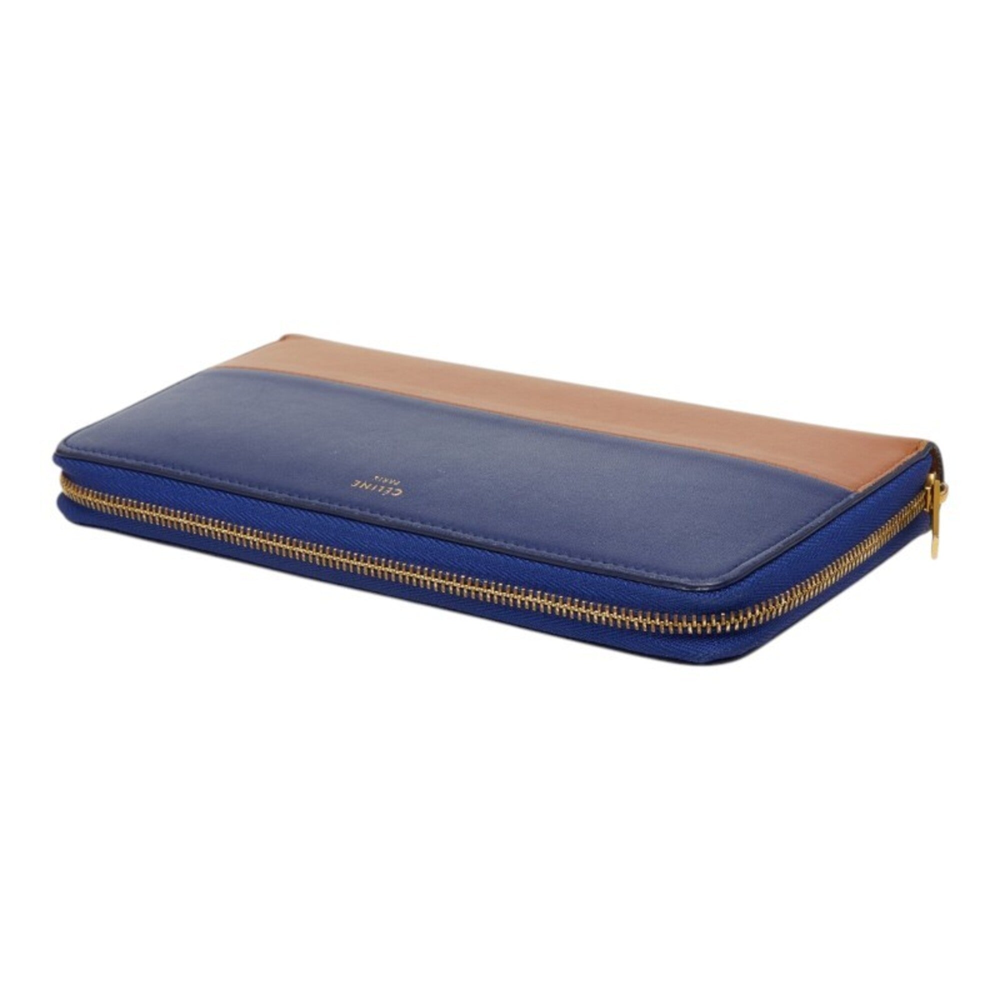 Celine Brown Navy Leather Long Wallet (Bi-Fold) (Pre-Owned)
