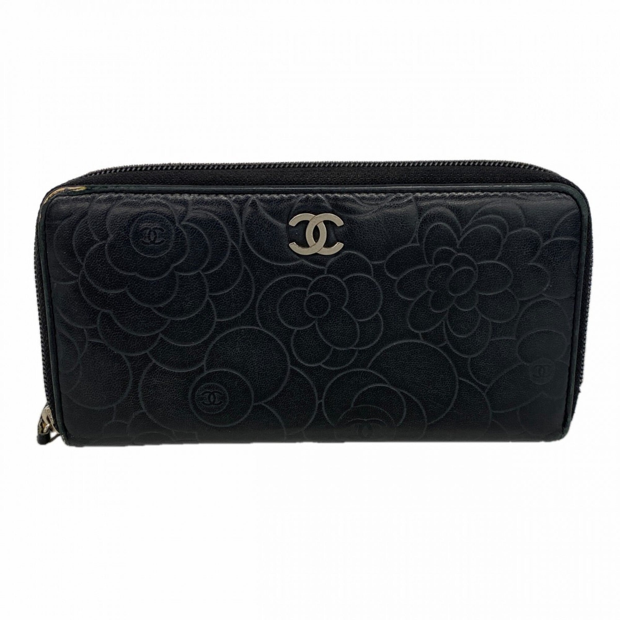 Chanel Black Leather Long Wallet (Bi-Fold) (Pre-Owned)