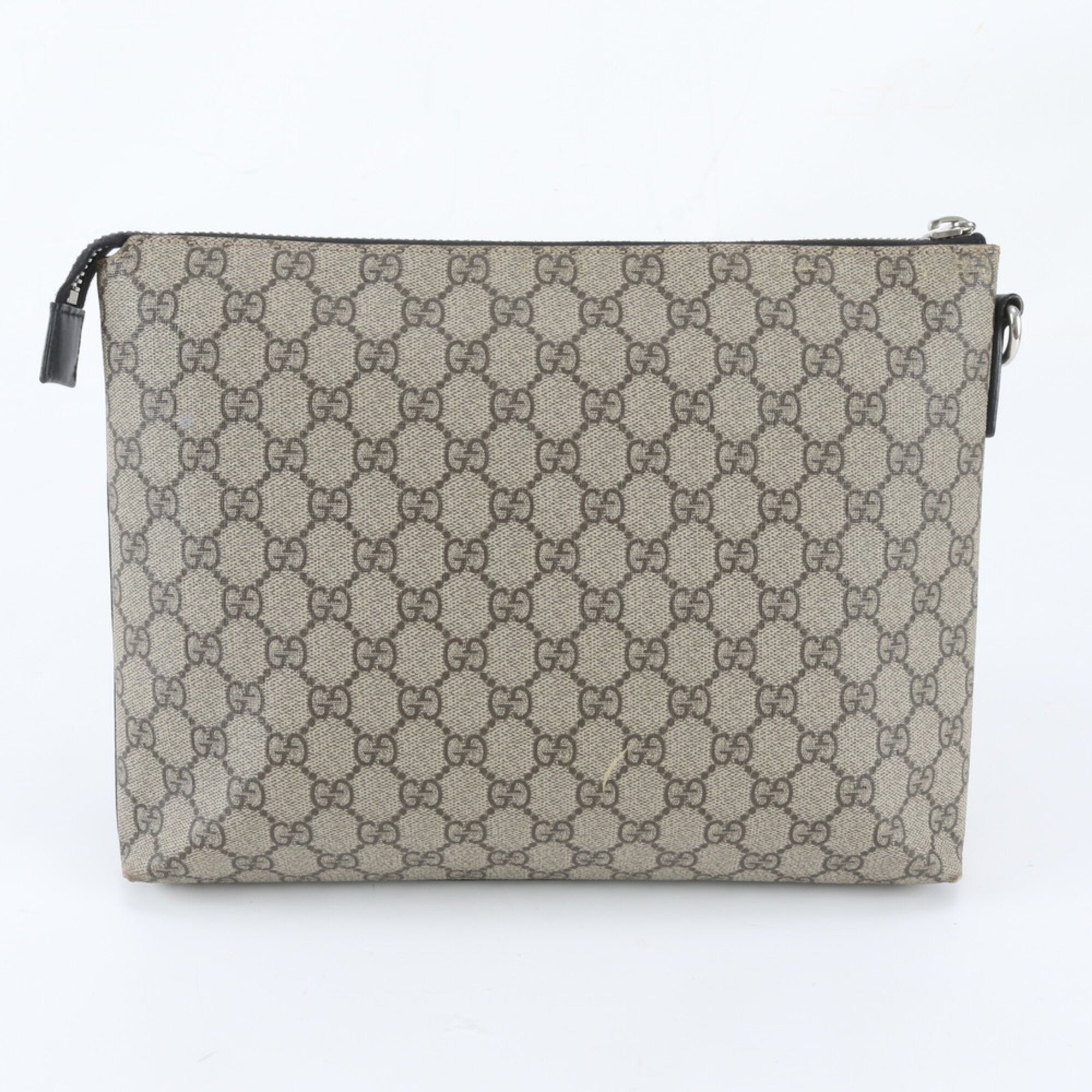 Gucci Brown Leather Coated Canvas Handbag Pouch (Pre-Owned)