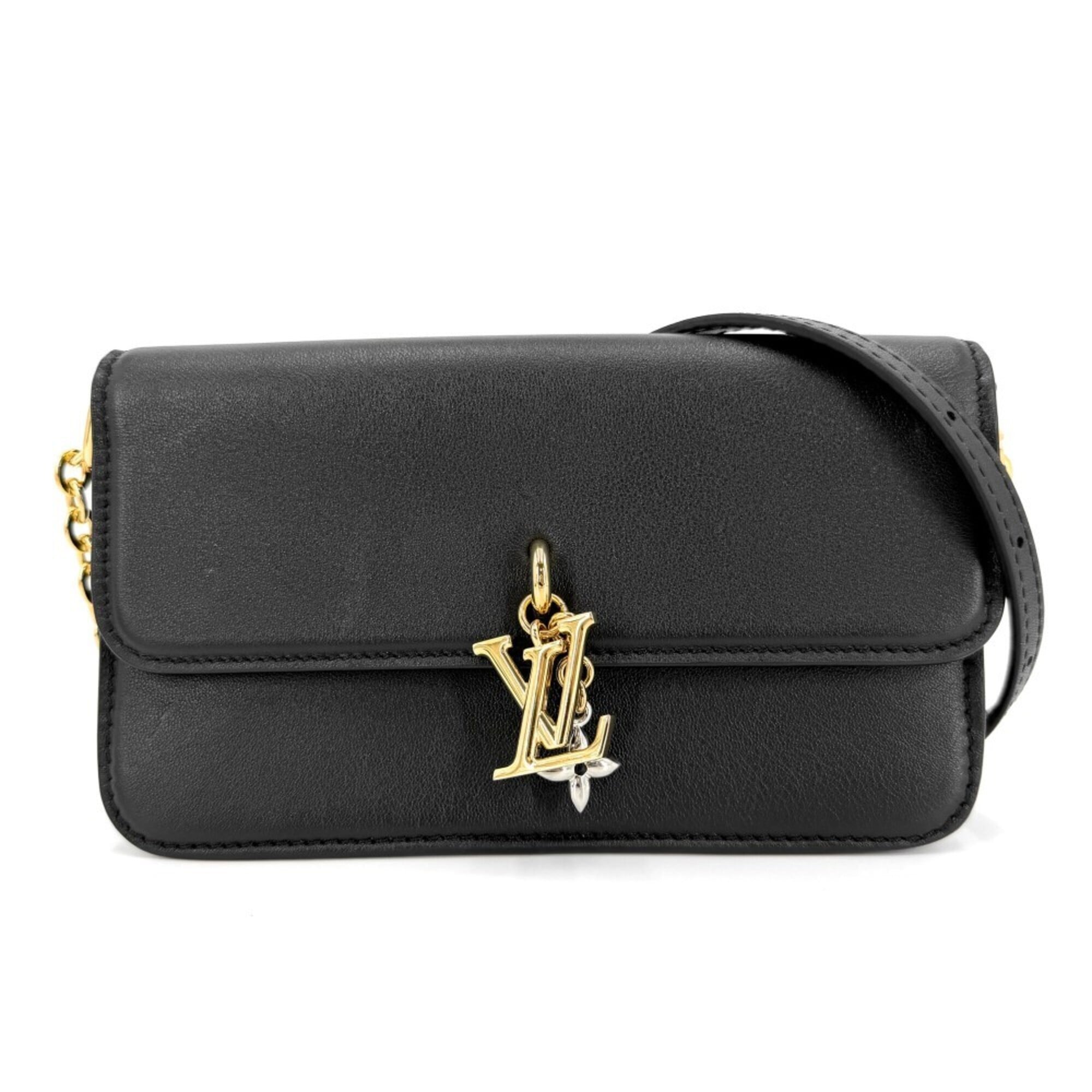 Louis Vuitton Black Leather Shoulder Bag (Pre-Owned)