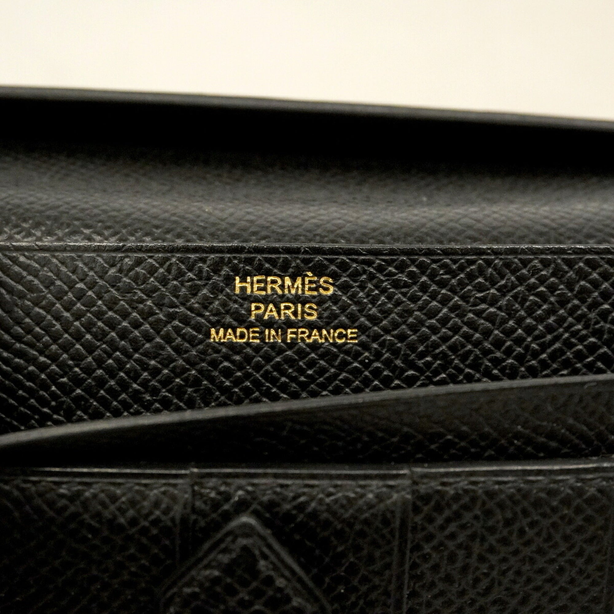Hermes Black Epsom Leather Leather Long Wallet (Bi-Fold) (Pre-Owned)