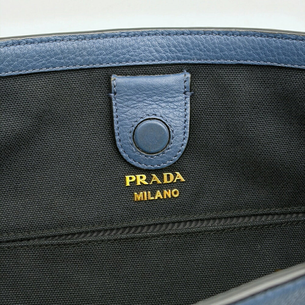 Prada Blue Leather Shoulder Bag Tote Bag (Pre-Owned)