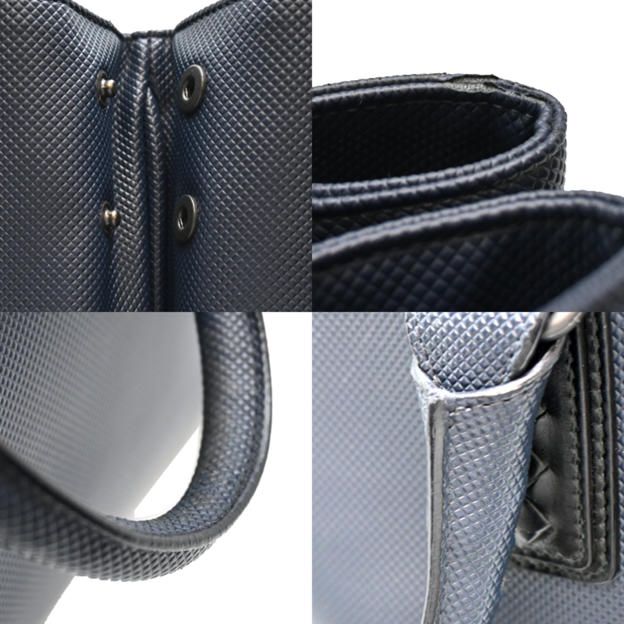Bottega Veneta Navy Leather Pvc Tote Bag (Pre-Owned)