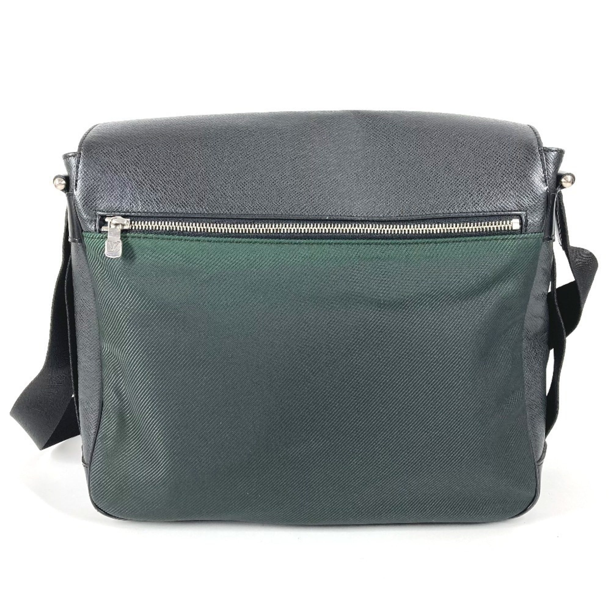Louis Vuitton Ardoise Black Khaki Taiga Leather Nylon Leather Messenger Bag Shoulder Bag (Pre-Owned)