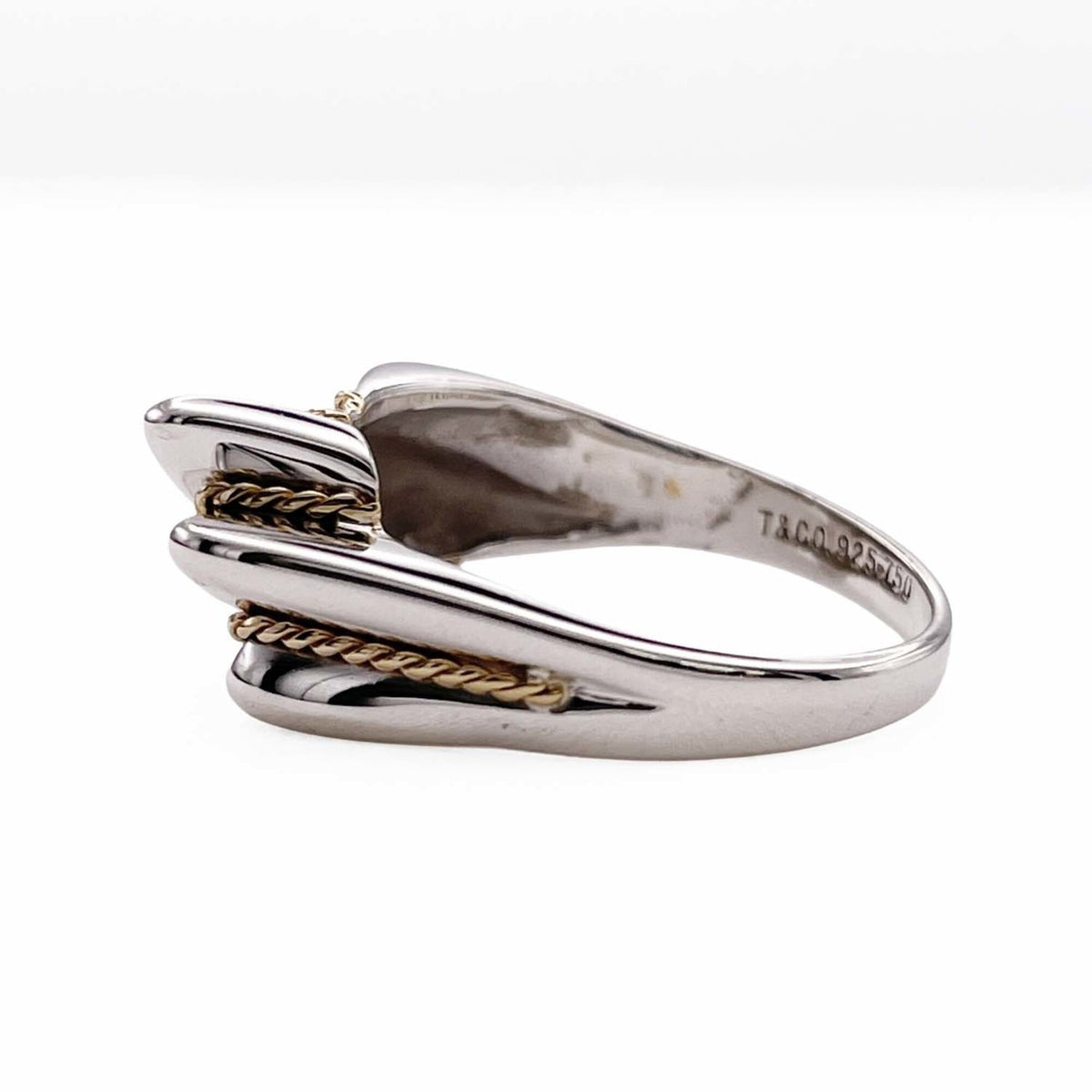 Tiffany Gold Silver Yellow Gold (18K) Silver 925 Band Ring (Pre-Owned)