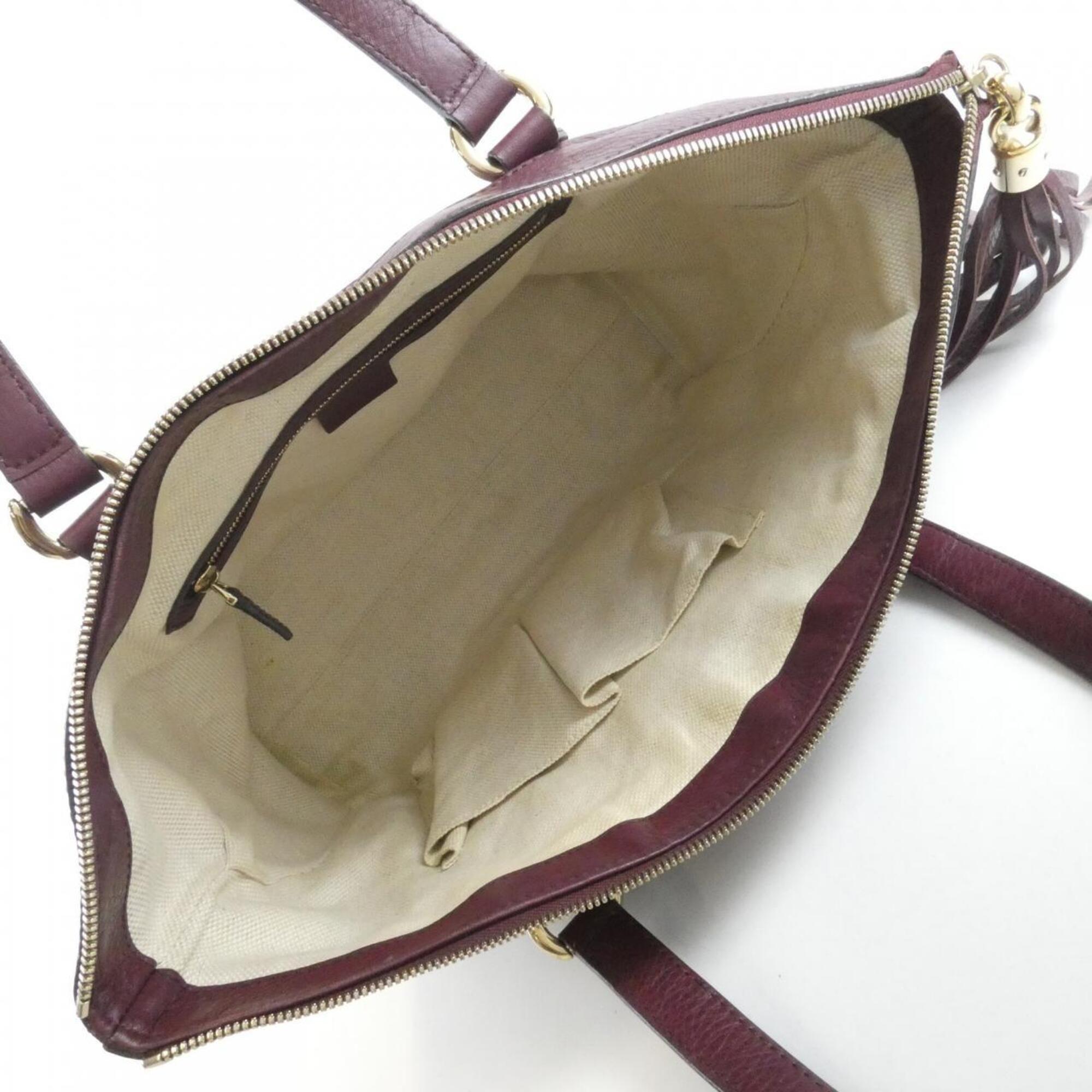Gucci Bordeaux Leather Handbag (Pre-Owned)