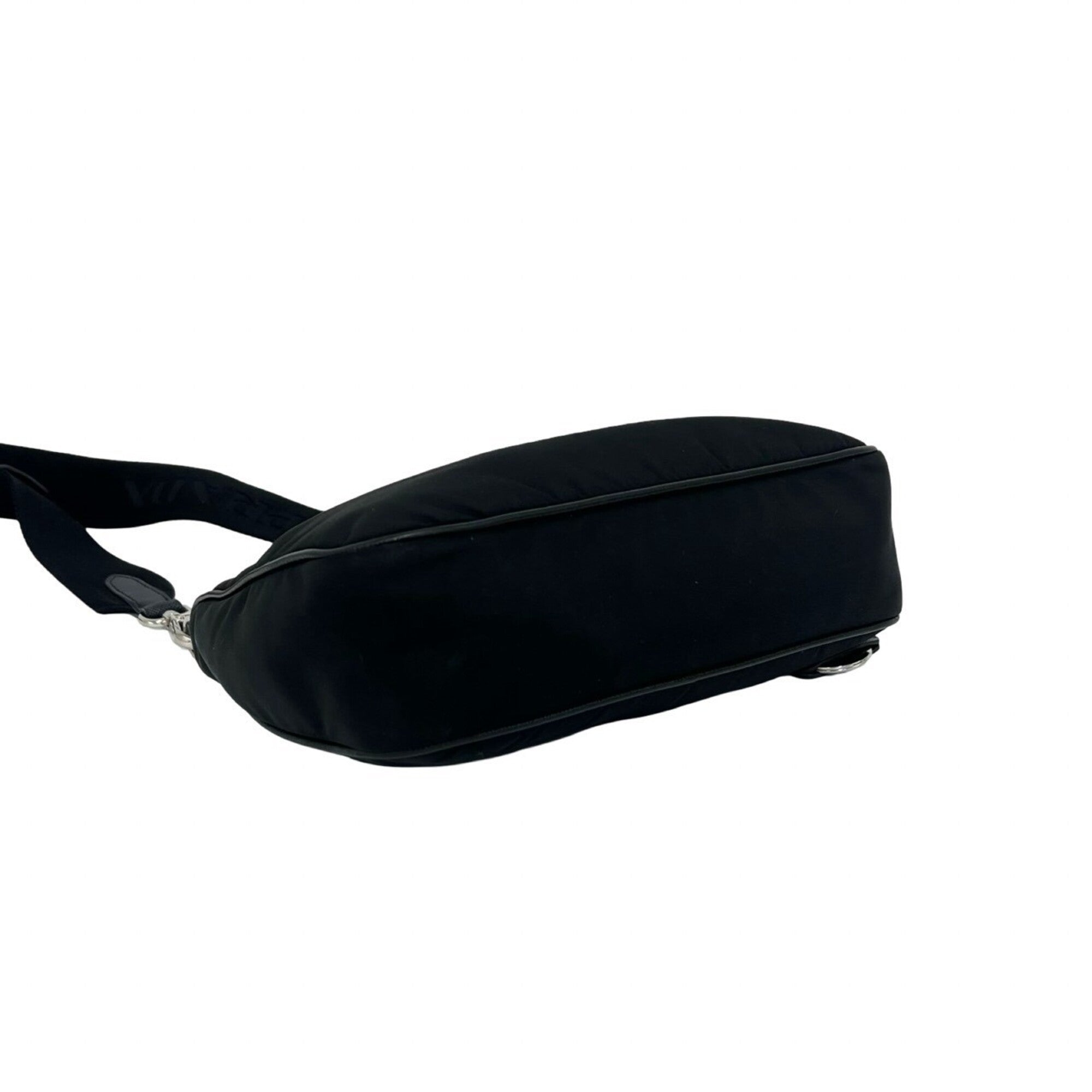Prada Black Nylon Leather Pouch Shoulder Bag (Pre-Owned)