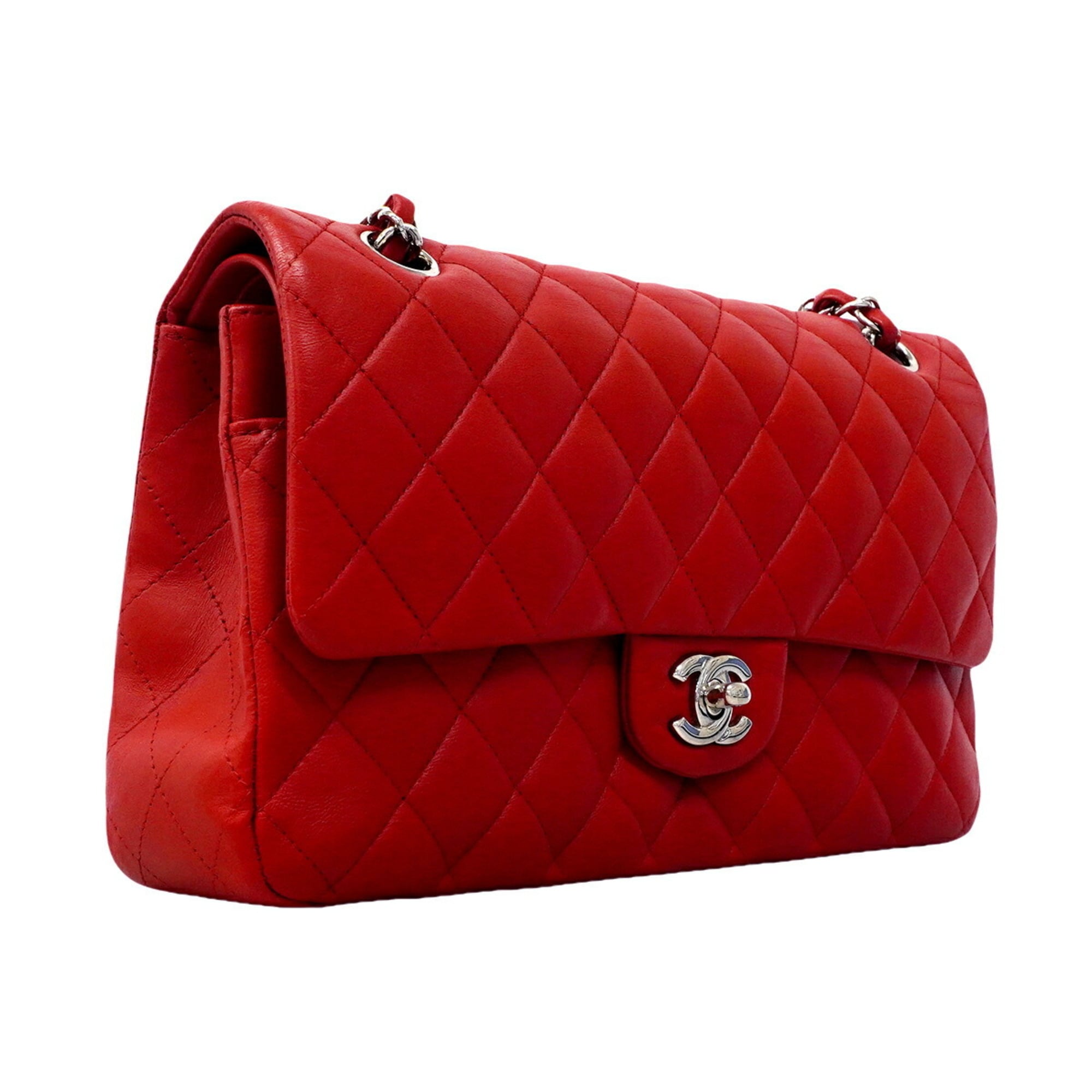 Chanel Red Color Leather Shoulder Bag (Pre-Owned)