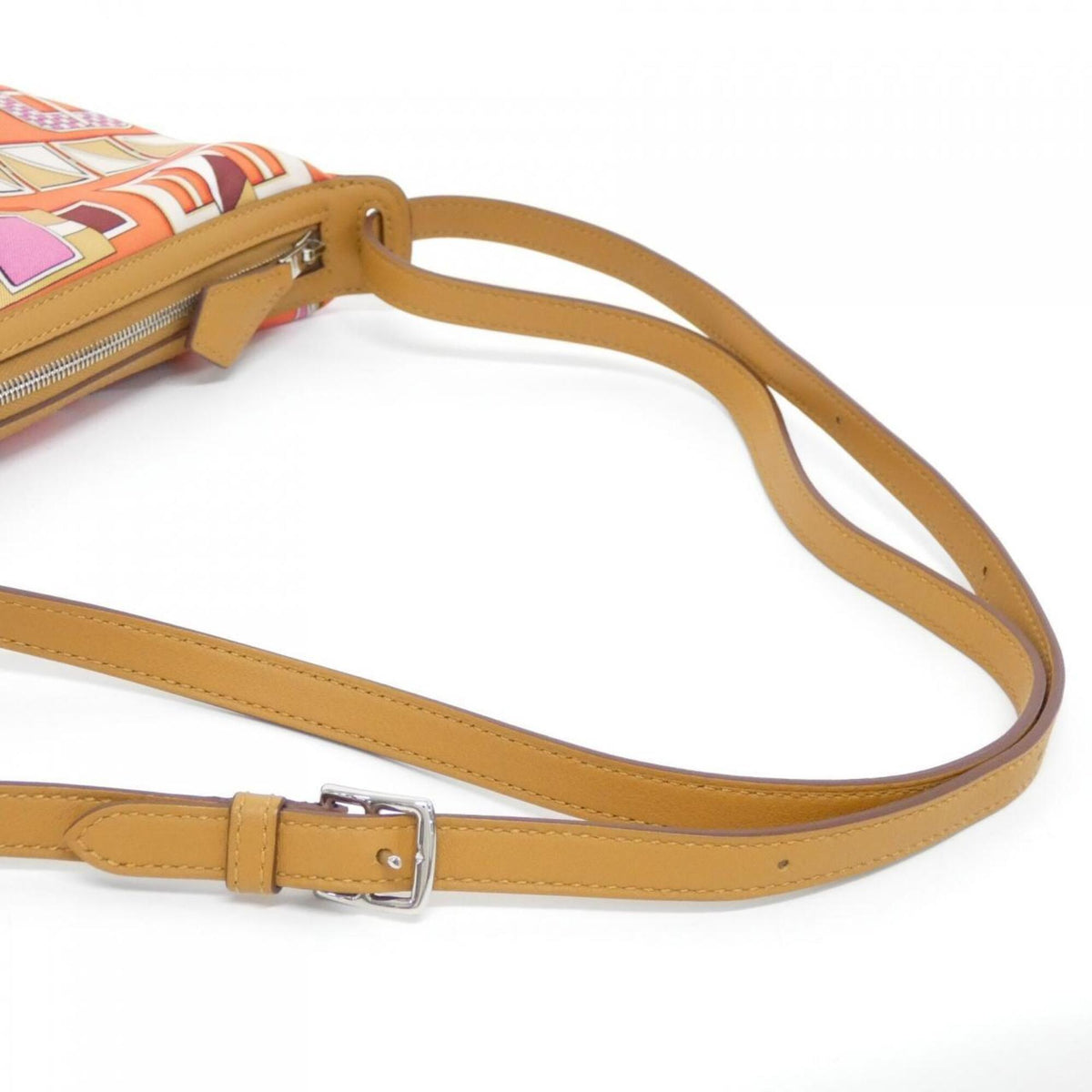 Hermes Orange Poppy Silk Swift Leather Handbag Pouch (Pre-Owned)