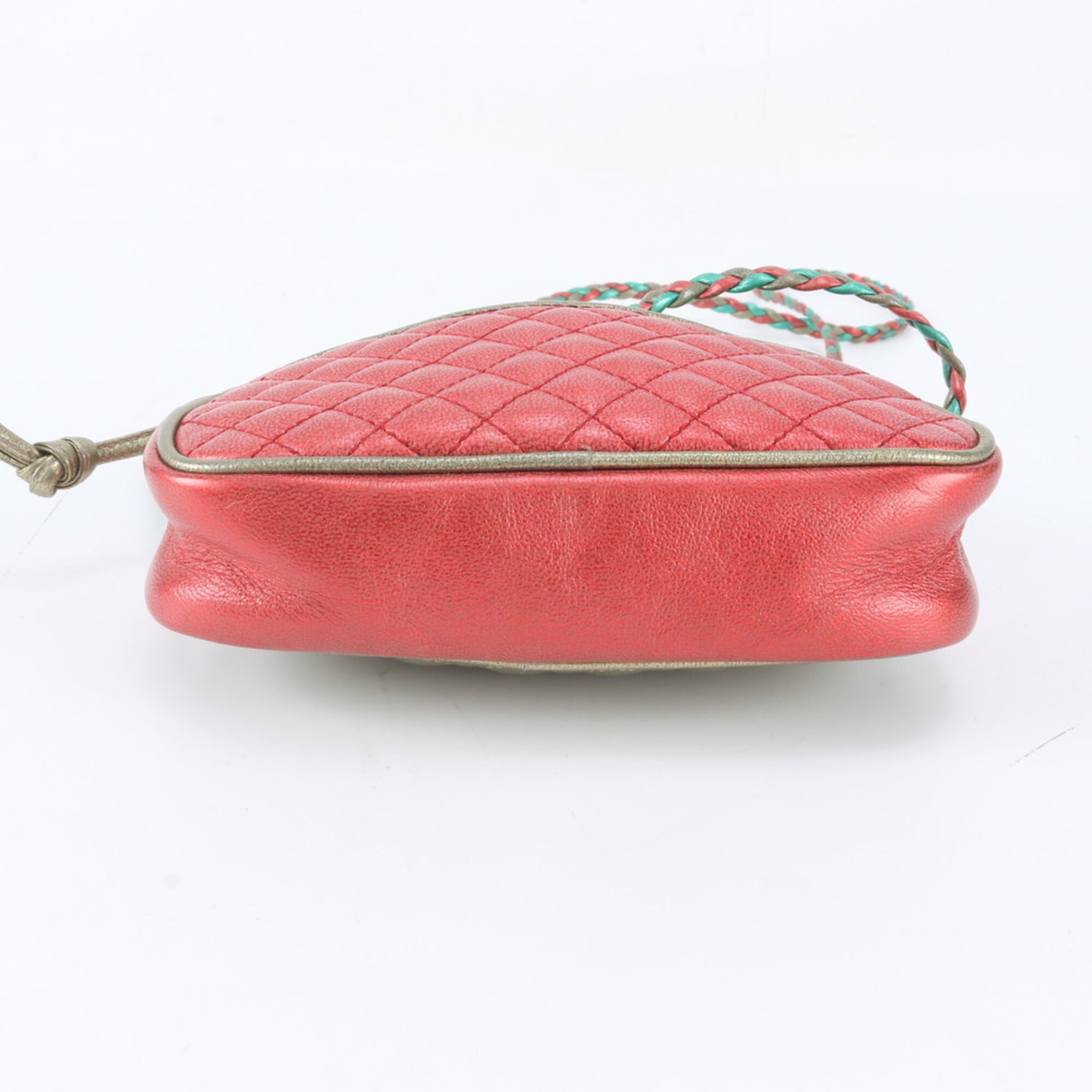 Gucci Green Red Color Leather Shoulder Bag (Pre-Owned)