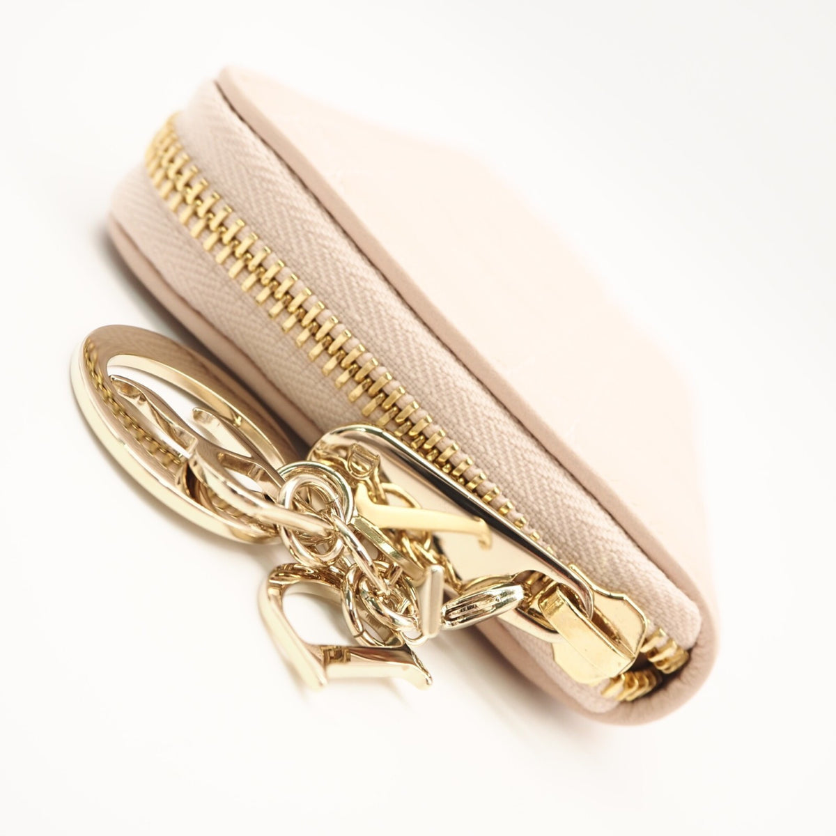 Christian Dior Lady Dior Pink Beige Leather Long Wallet (Bi-Fold) (Pre-Owned)