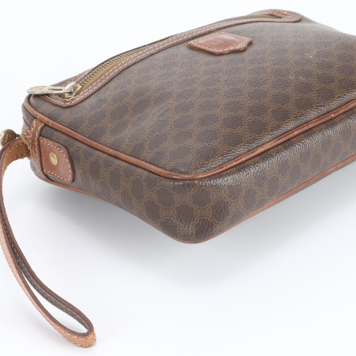 Celine Brown Leather Coated Canvas Clutch Bag Pouch (Pre-Owned)