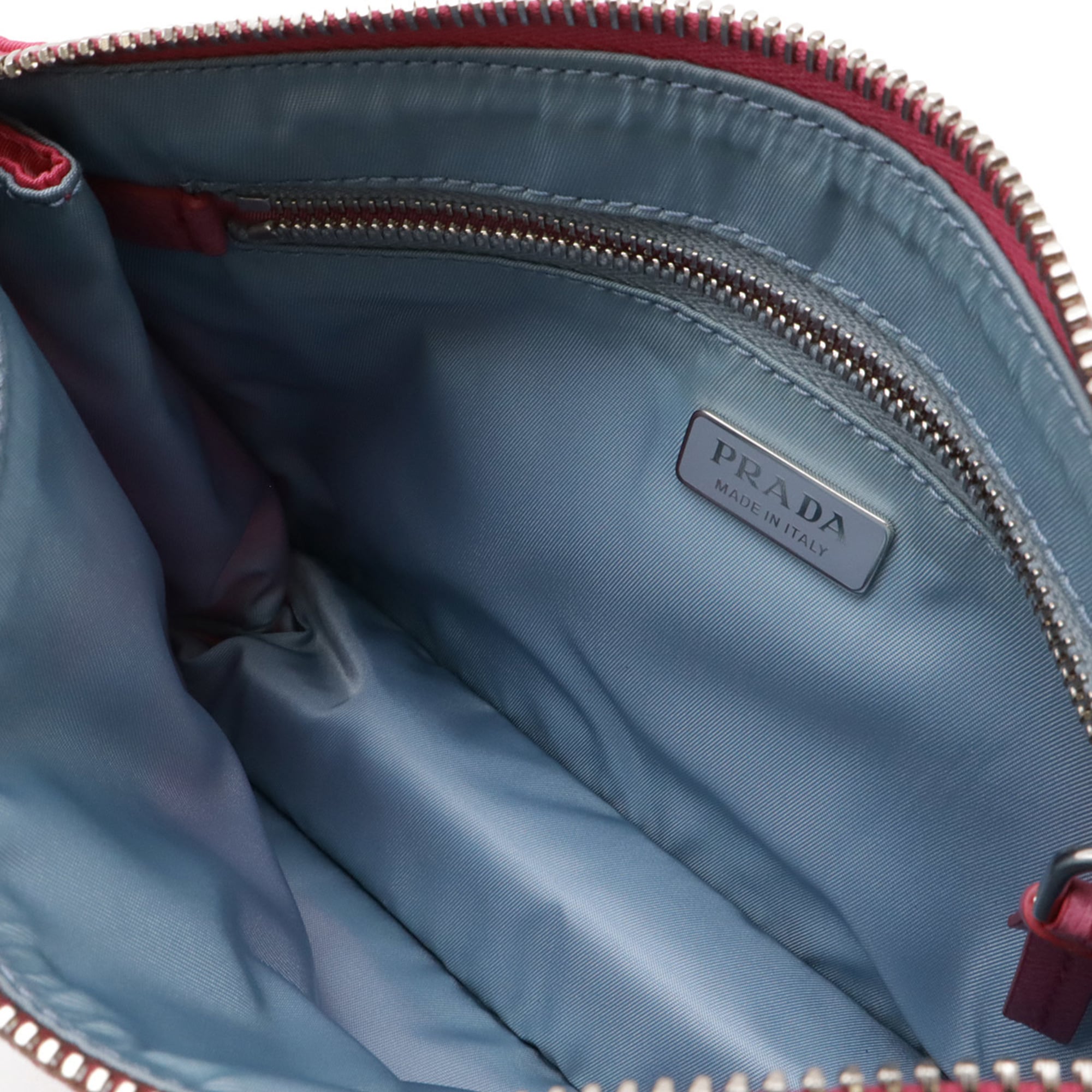 Prada Fuxia Nylon Leather Clutch Bag Pouch Shoulder Bag (Pre-Owned)