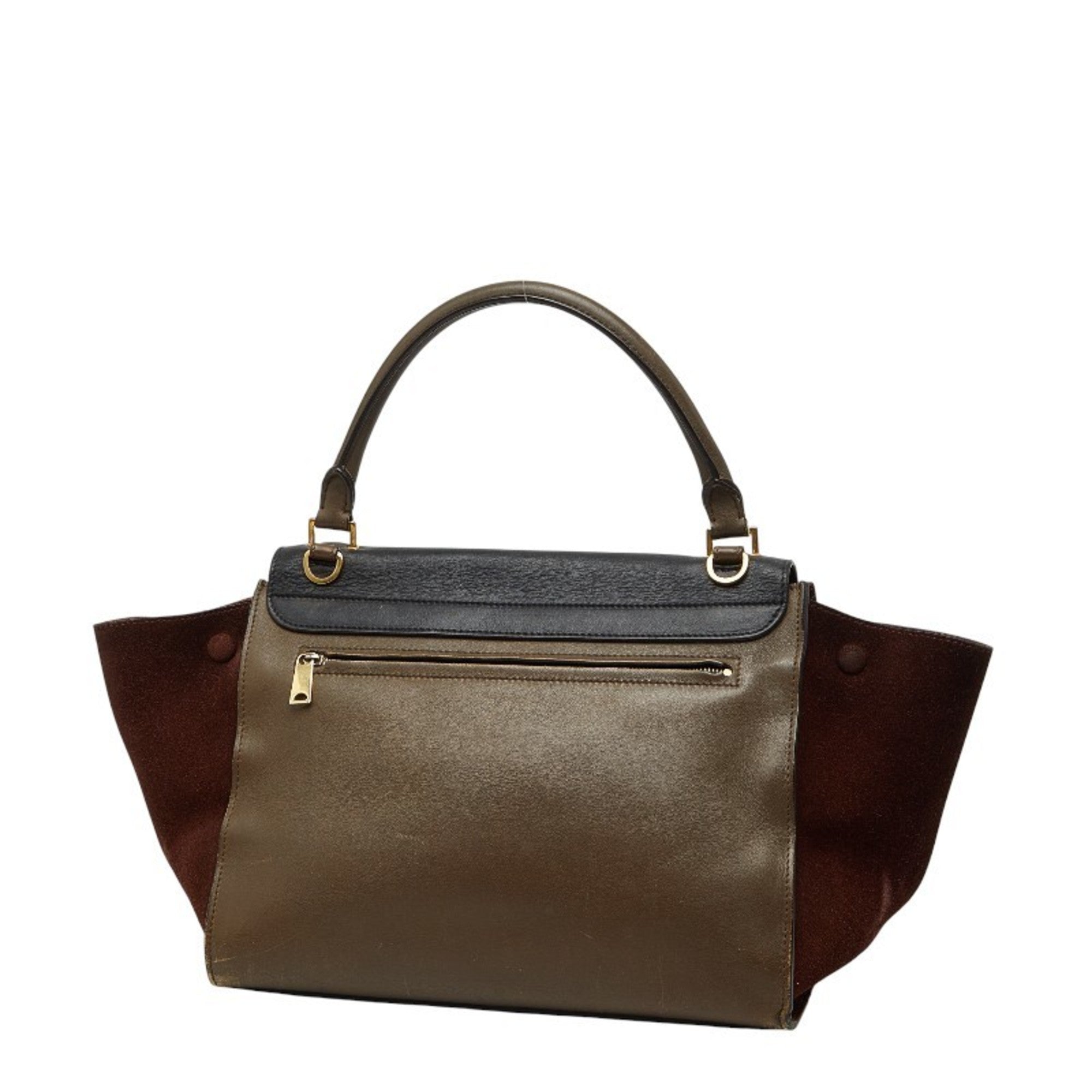 Celine Black Brown Leather Suede Handbag Shoulder Bag (Pre-Owned)