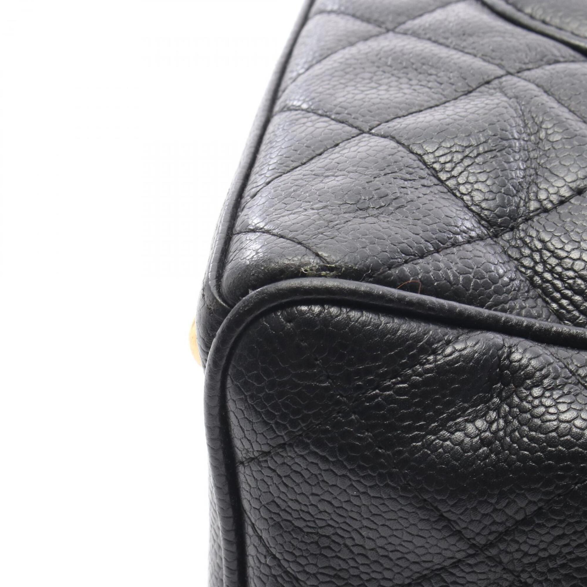 Chanel Black Grained Calfskin Boston Bag Handbag (Pre-Owned)