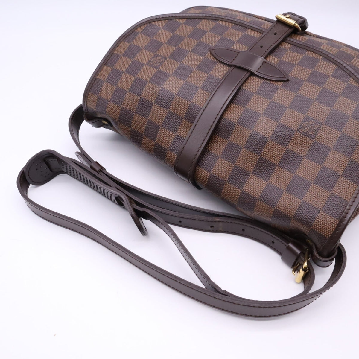 Louis Vuitton Beige Brown Coated Canvas Leather Shoulder Bag (Pre-Owned)