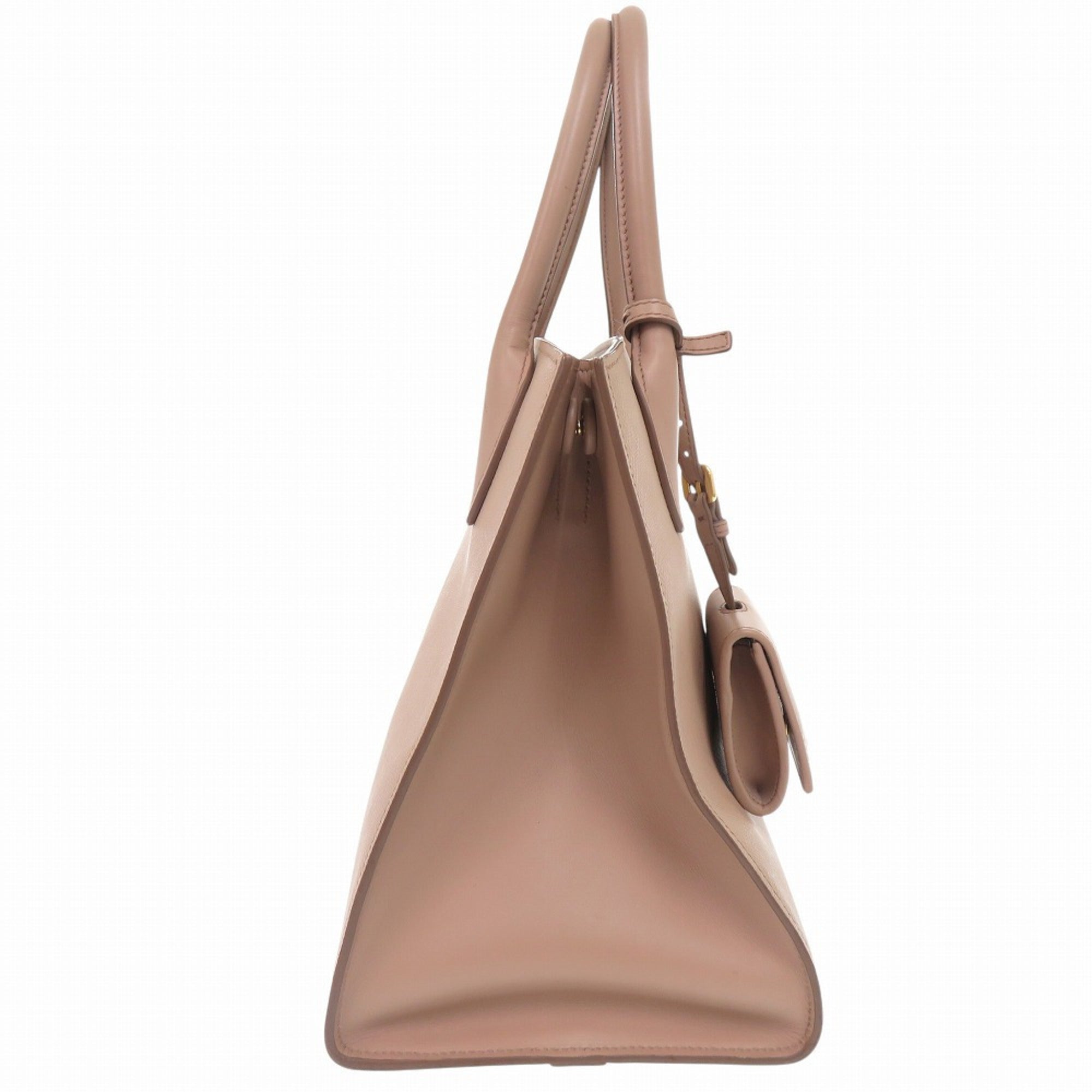 Prada Pink Beige Leather Saffiano Handbag (Pre-Owned)