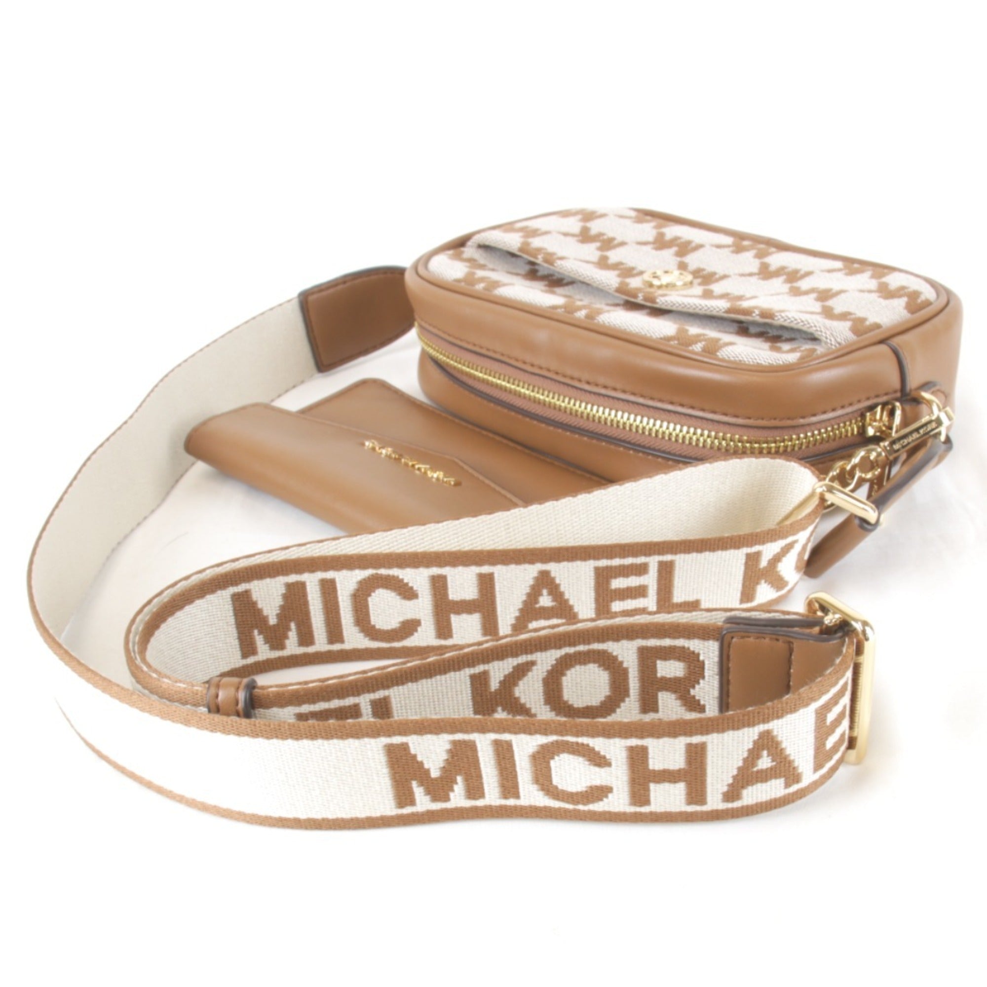Michael Kors Brown Canvas Leather Pouch Shoulder Bag (Pre-Owned)
