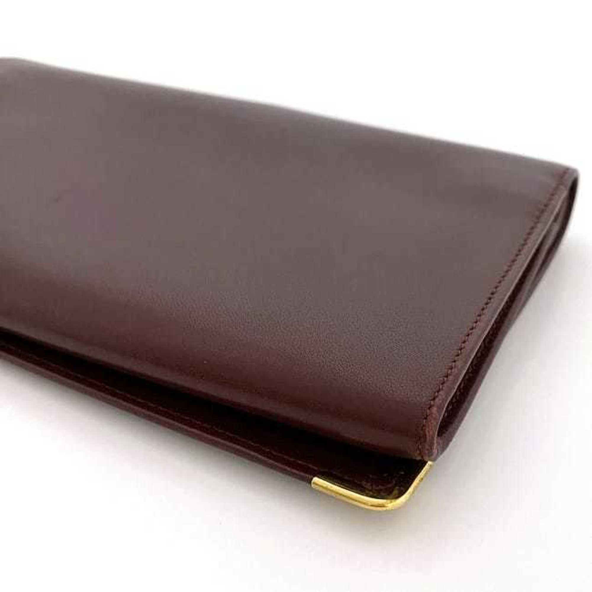Cartier Bordeaux Leather Long Wallet (Bi-Fold) (Pre-Owned)