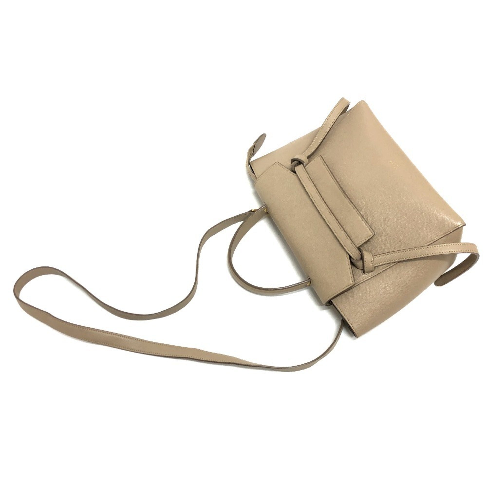 Celine Beige Leather Handbag Shoulder Bag (Pre-Owned)