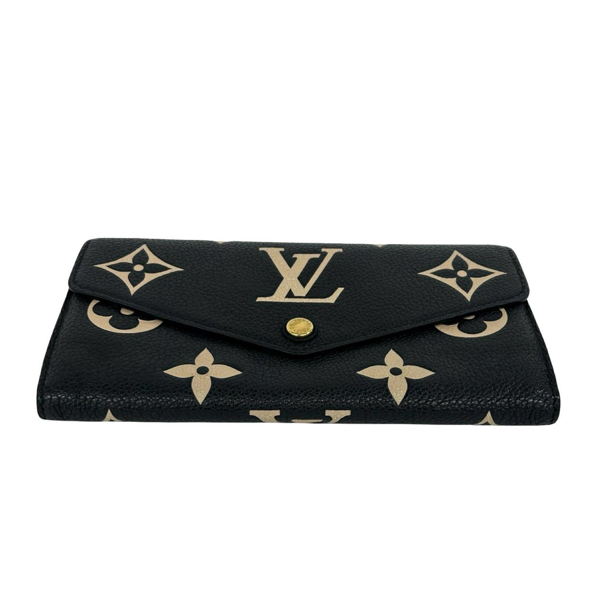 Louis Vuitton Black Leather Long Wallet (Bi-Fold) (Pre-Owned)