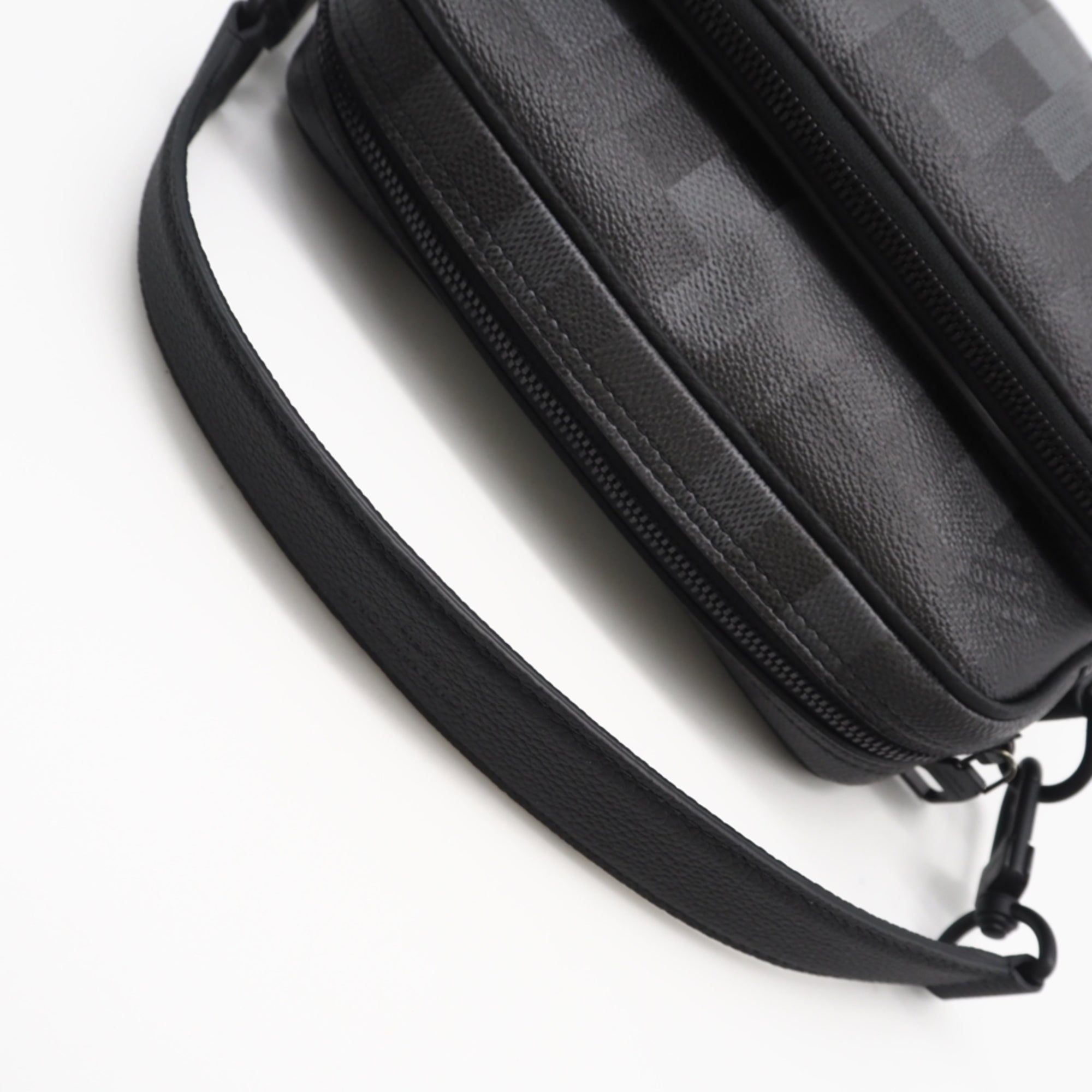 Louis Vuitton Black Gray Coated Canvas Leather Shoulder Bag (Pre-Owned)